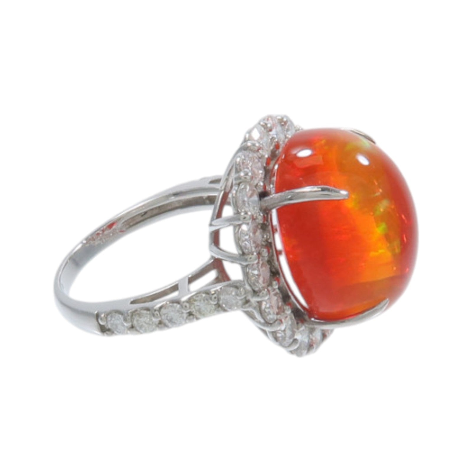 JEWELRY PT950鉑金Fire opal Diamond Ring火蛋白石/鑽石戒指