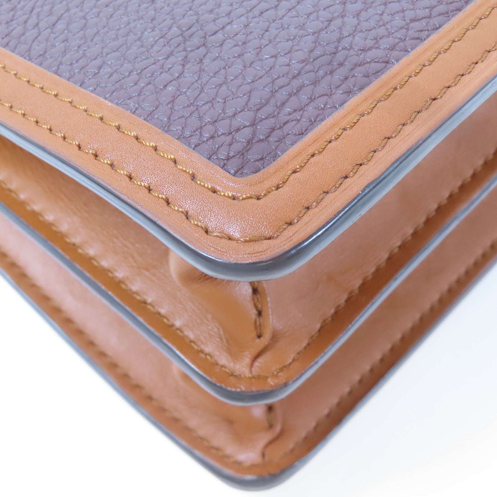 LOUIS VUITTON 牛皮皮革Dauphine金扣肩背袋啡色/白色/紫色