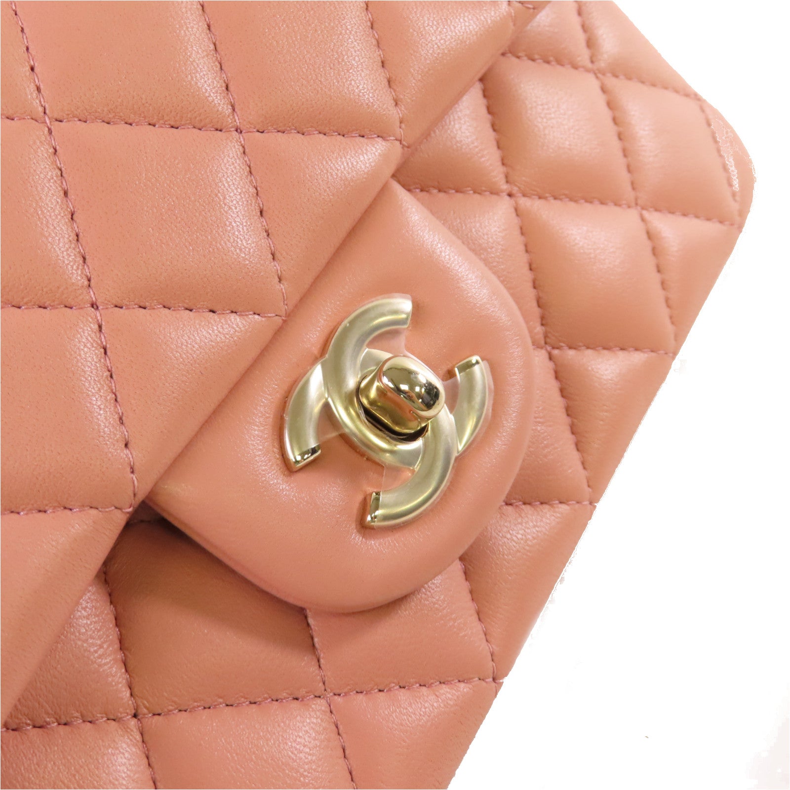 CHANEL 【激減優惠】菱格牛皮皮革Mini Flap Bag With Handle 2Way Shoulder Bag金扣鏈帶手挽肩背兩用袋粉紅色