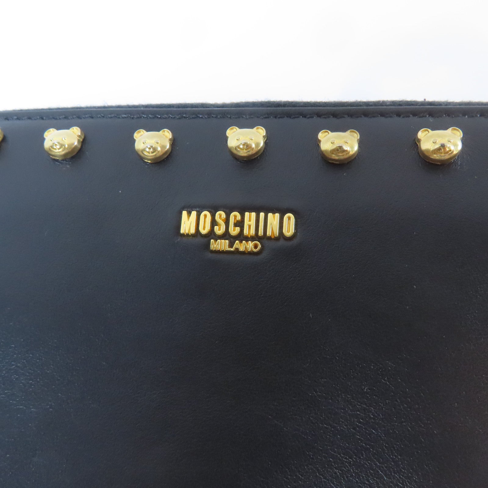 MOSCHINO 牛皮皮革Long wallet金扣長錢包黑色
