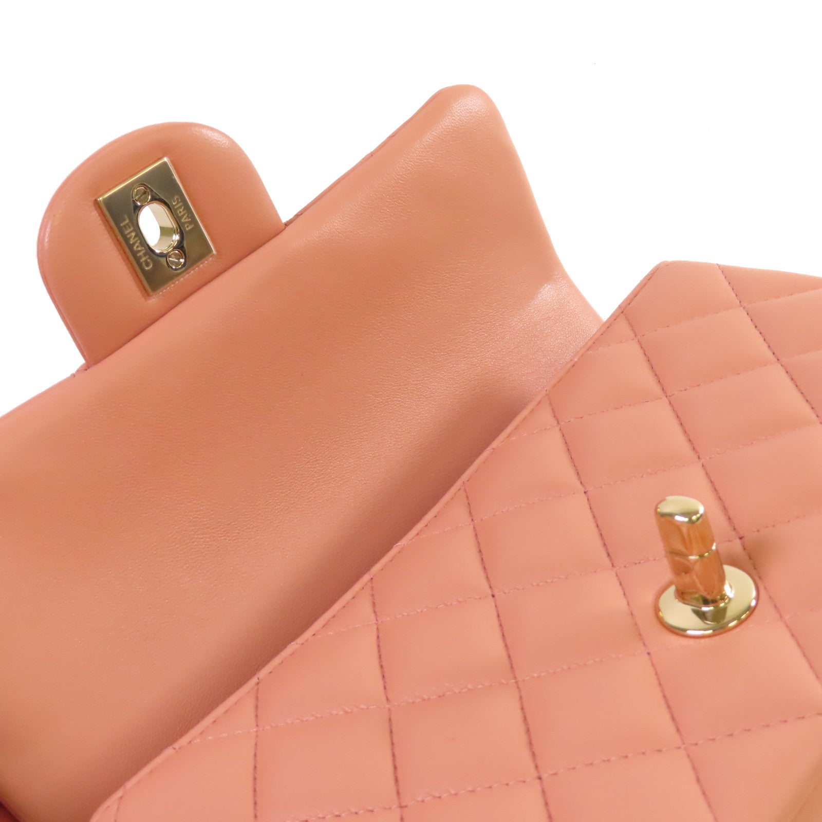 CHANEL 【激減優惠】菱格牛皮皮革Mini Flap Bag With Handle 2Way Shoulder Bag金扣鏈帶手挽肩背兩用袋粉紅色