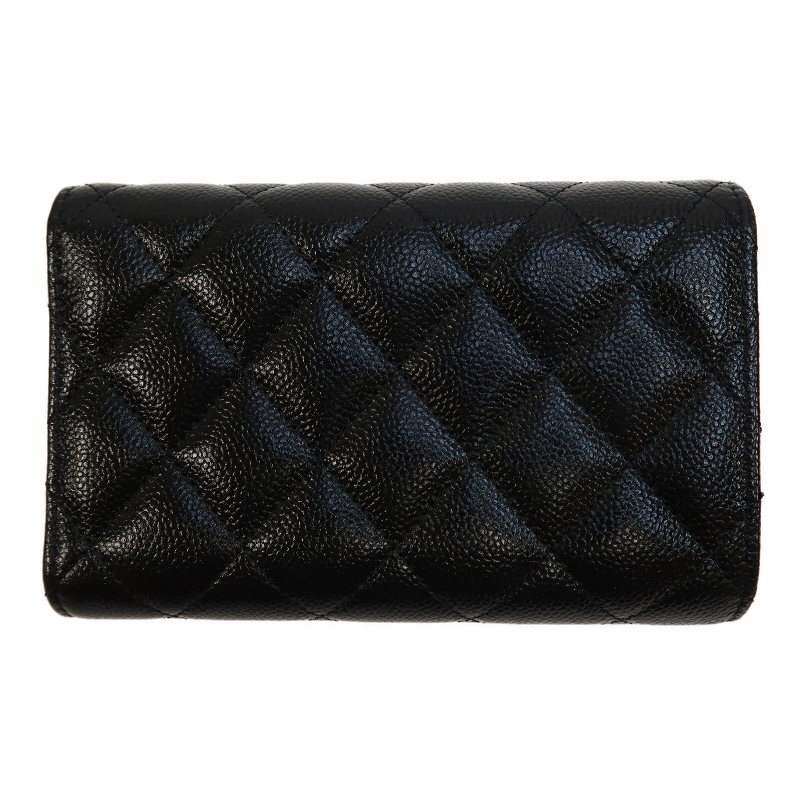 CHANEL 菱格Caviar皮革Wallet金扣長錢包黑色