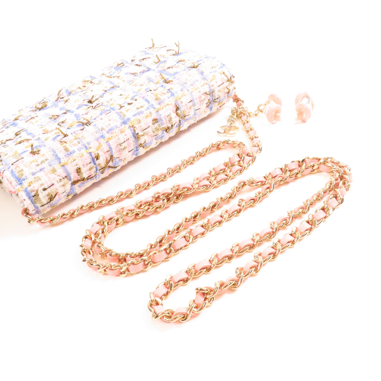 CHANEL 斜紋軟呢Wallet On Chain銀扣鏈帶肩背袋