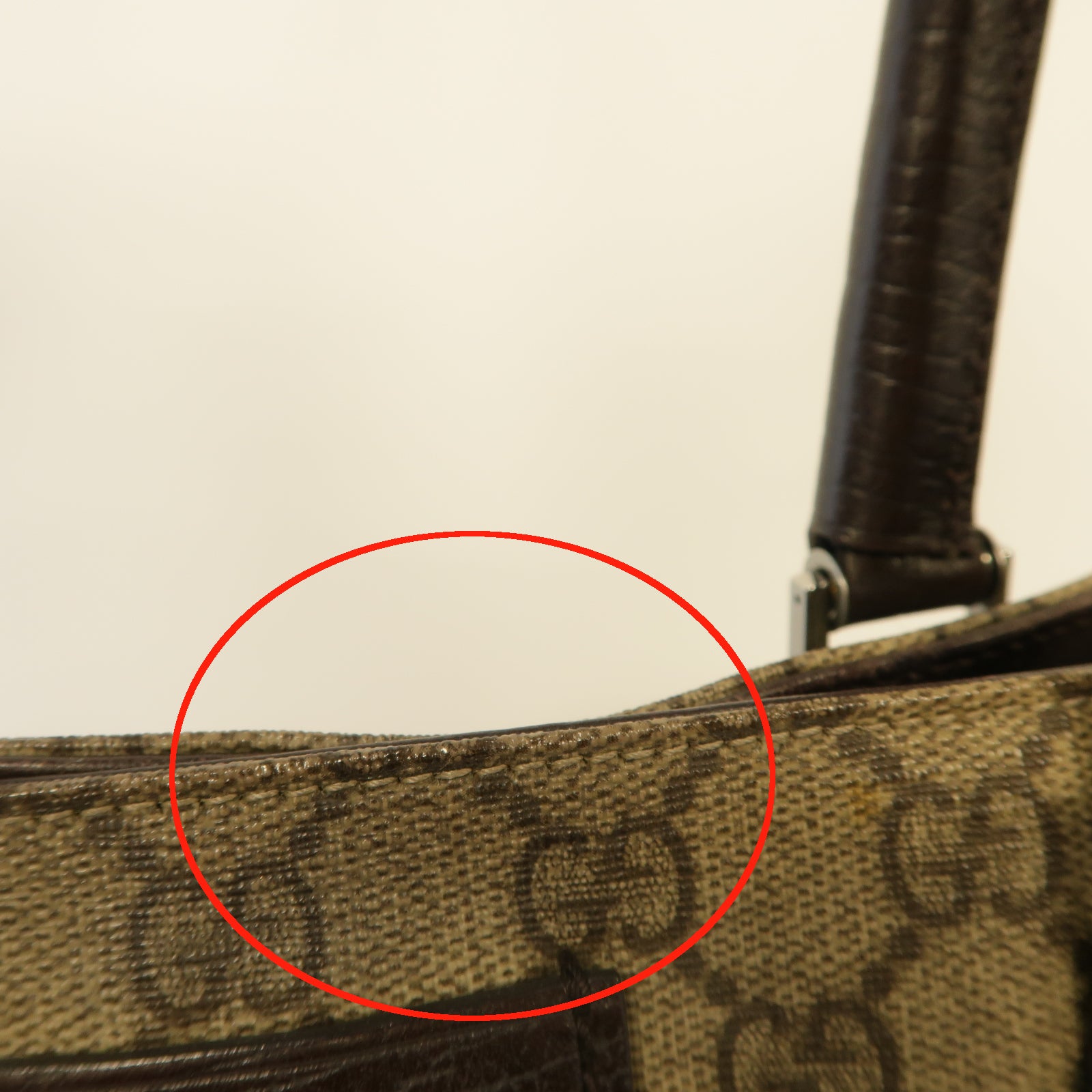 GUCCI 塗層帆布Tote Bag銀扣手挽袋棕色