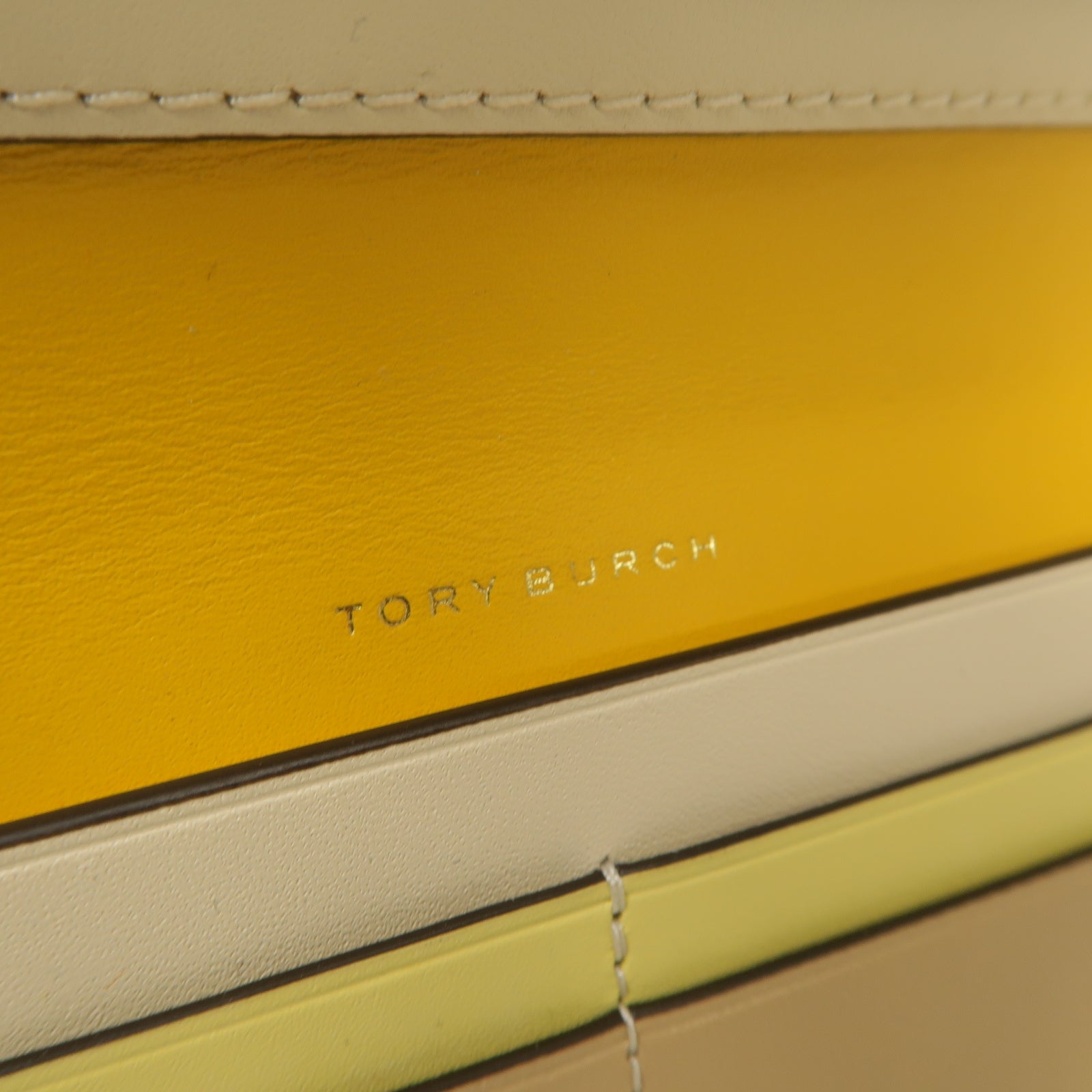 Tory Burch 【激減優惠】牛皮皮革Wallet金扣長錢包黃色