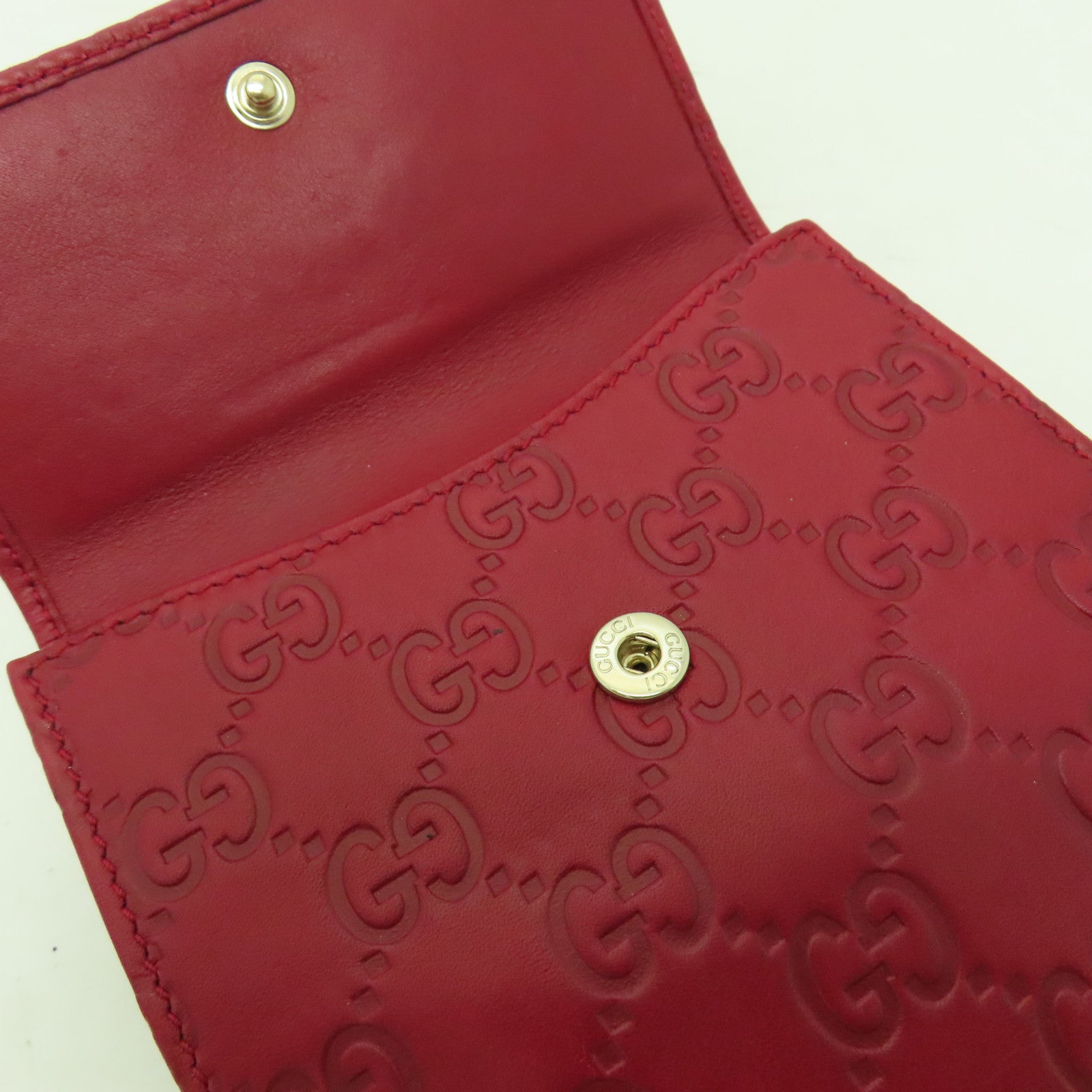 GUCCI 牛皮皮革Wallet金扣錢包紅色
