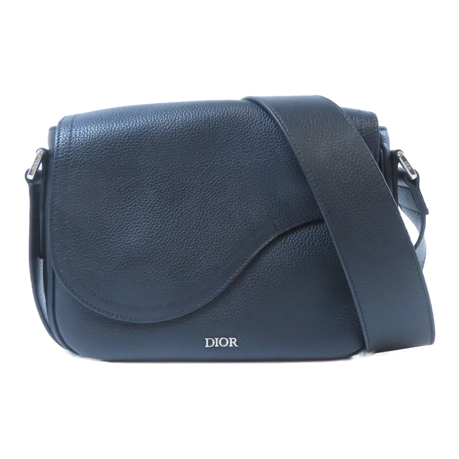 Dior 【激減優惠】牛皮皮革Saddle Mini銀扣肩背袋黑色