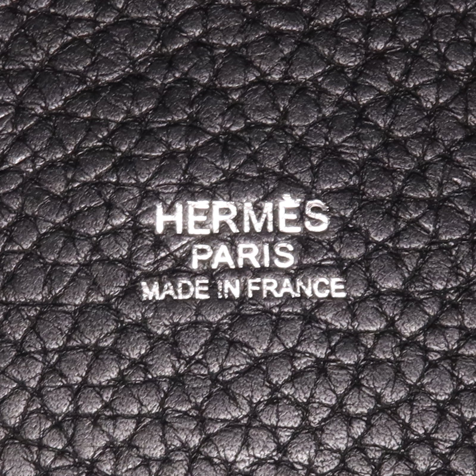 HERMES Clemence皮革Picotin TGM銀扣手挽袋Noir