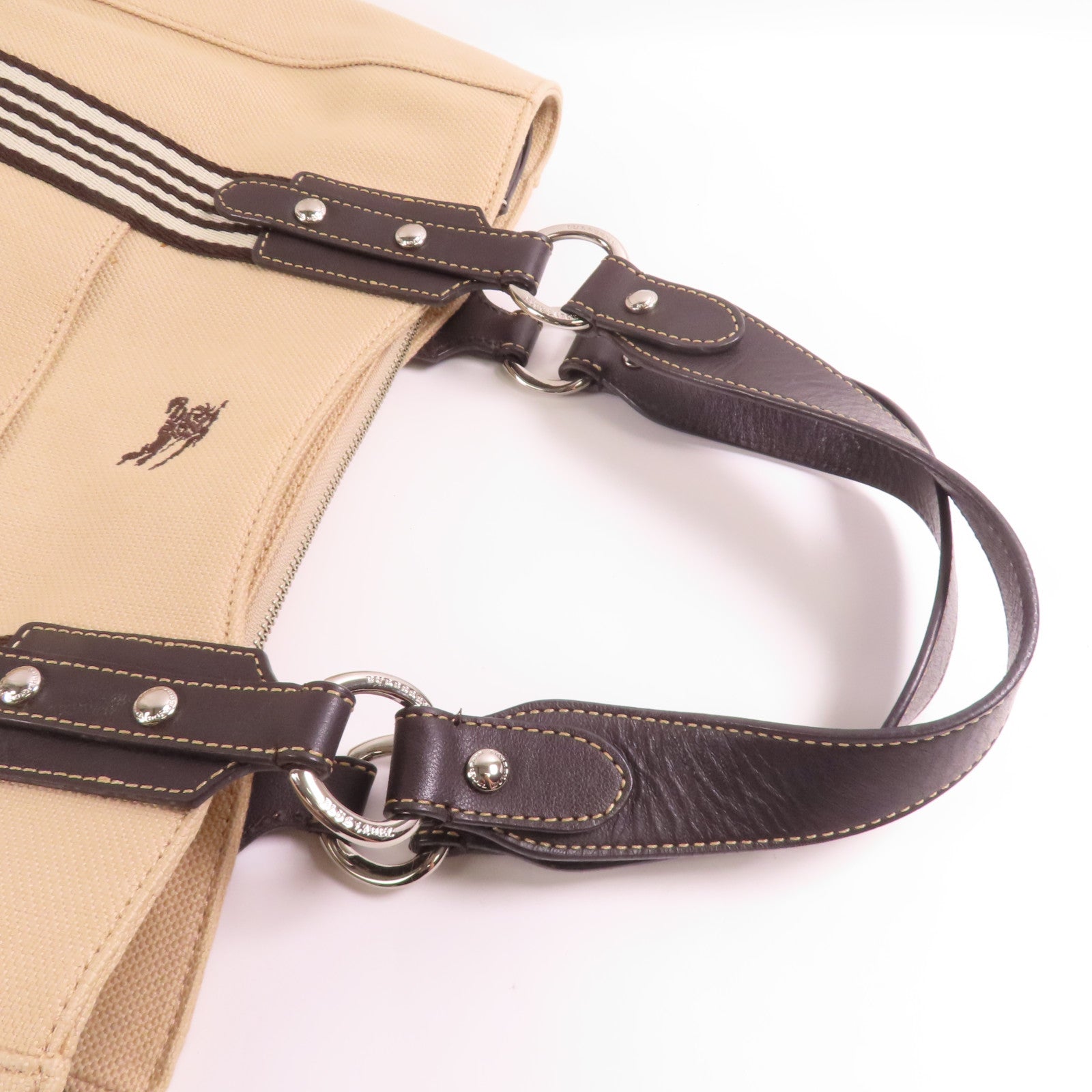 BURBERRY 帆布Shoulder Bag銀扣肩背袋