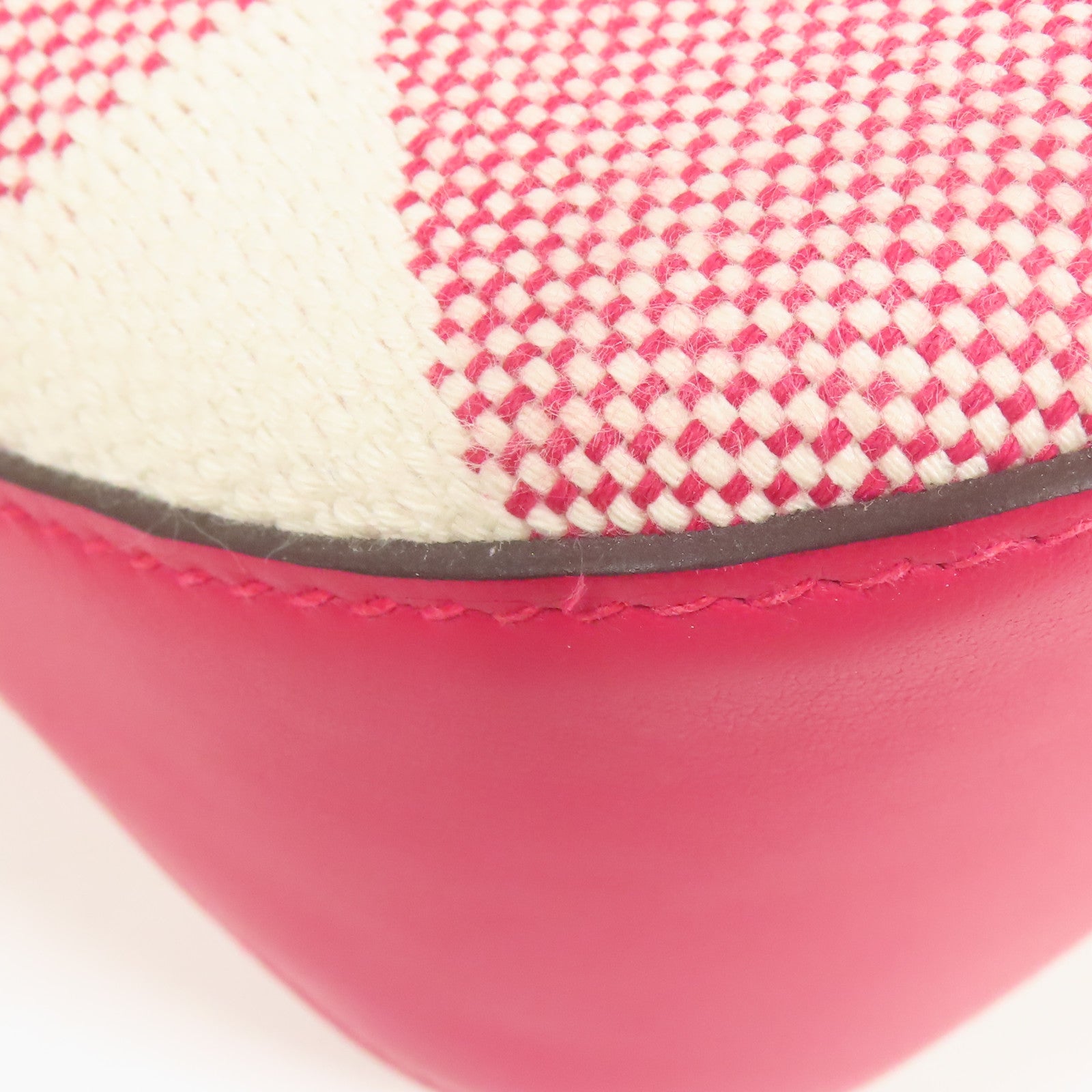 HERMES 帆布Cabas H En Biais 27手挽肩背兩用袋Rose Shocking