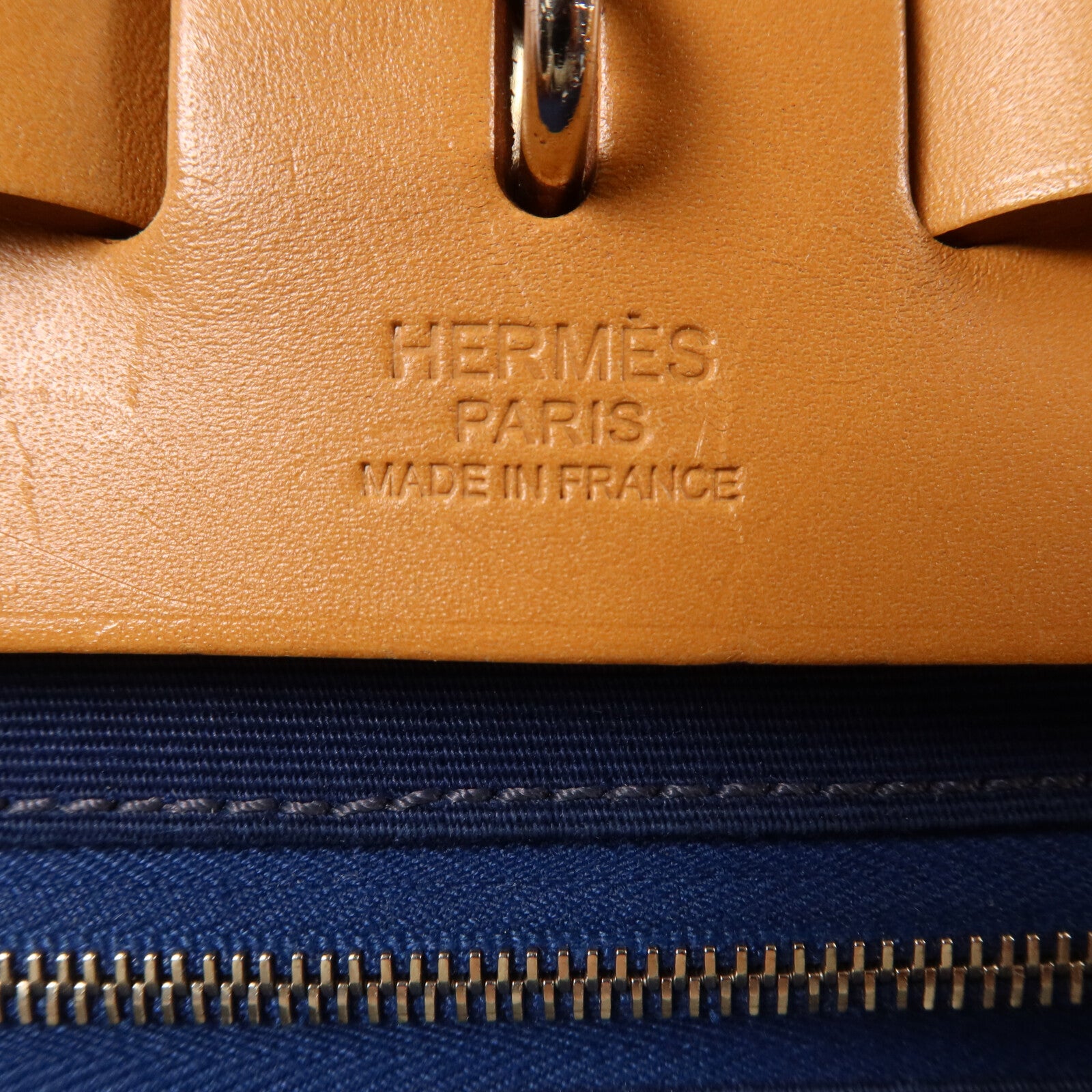 HERMES 帆布Herbag PM手挽肩背兩用袋Bleu Saphir