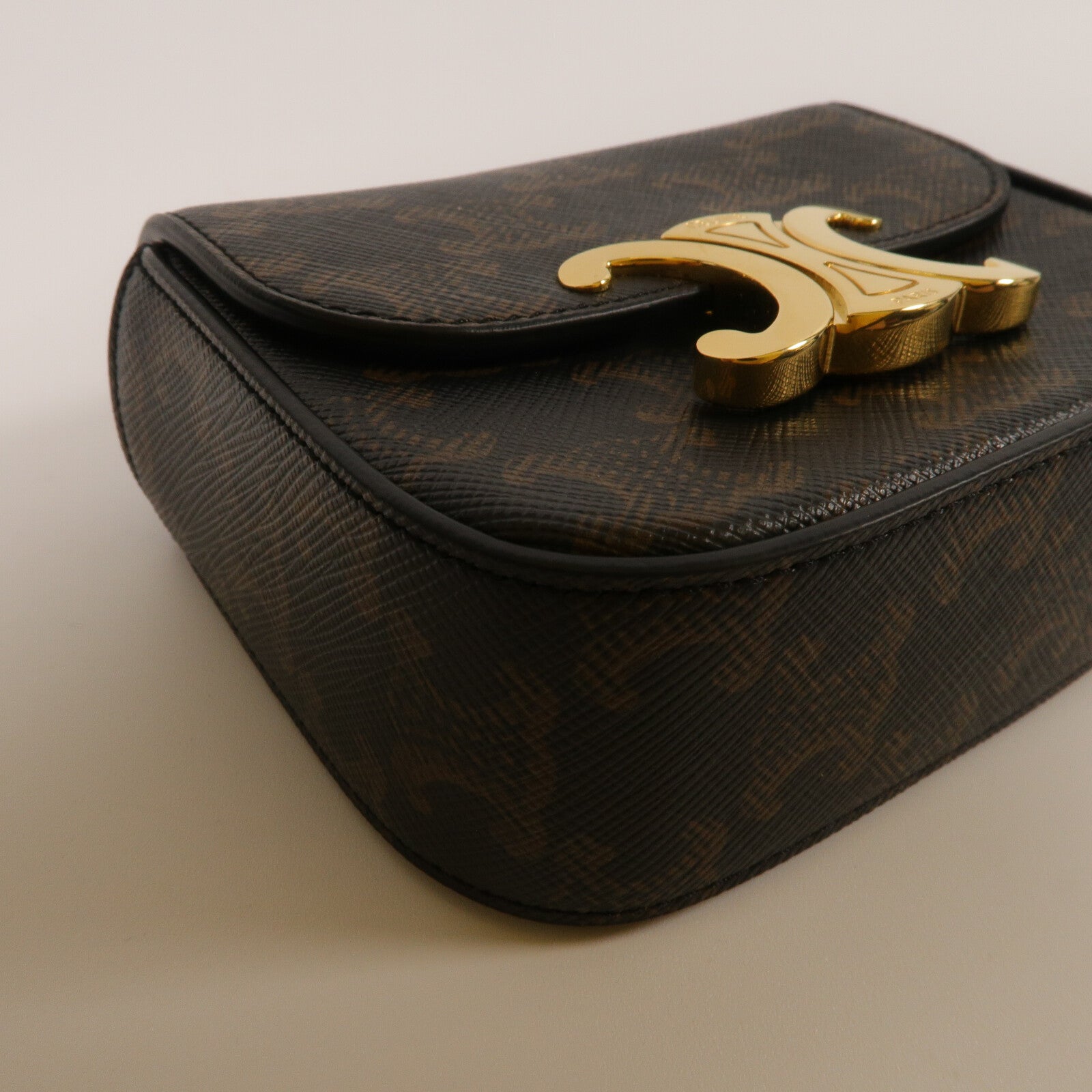 CELINE 塗層帆布/牛皮皮革Mini Claude肩背袋