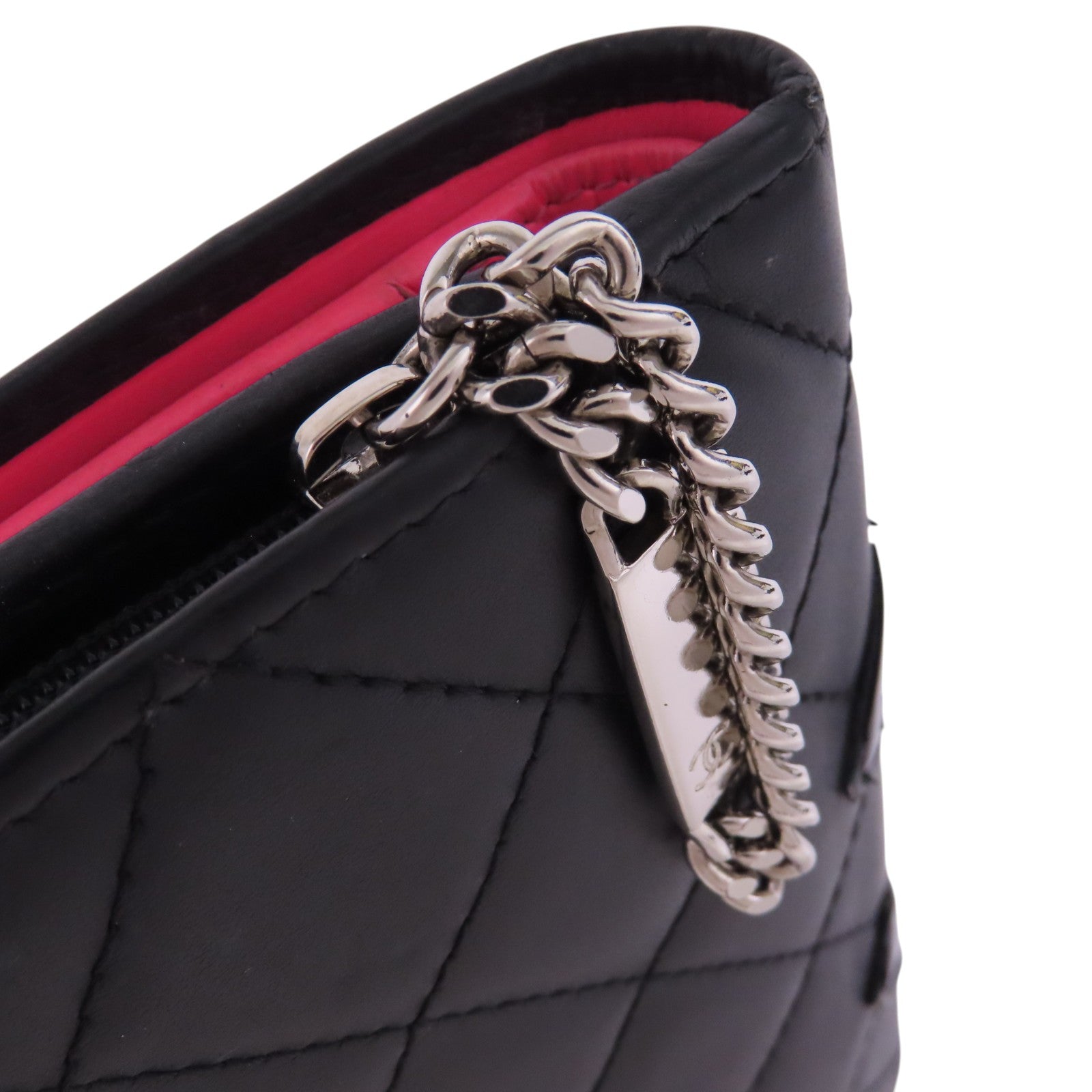CHANEL 牛皮皮革Cambon Wallet銀扣短錢包