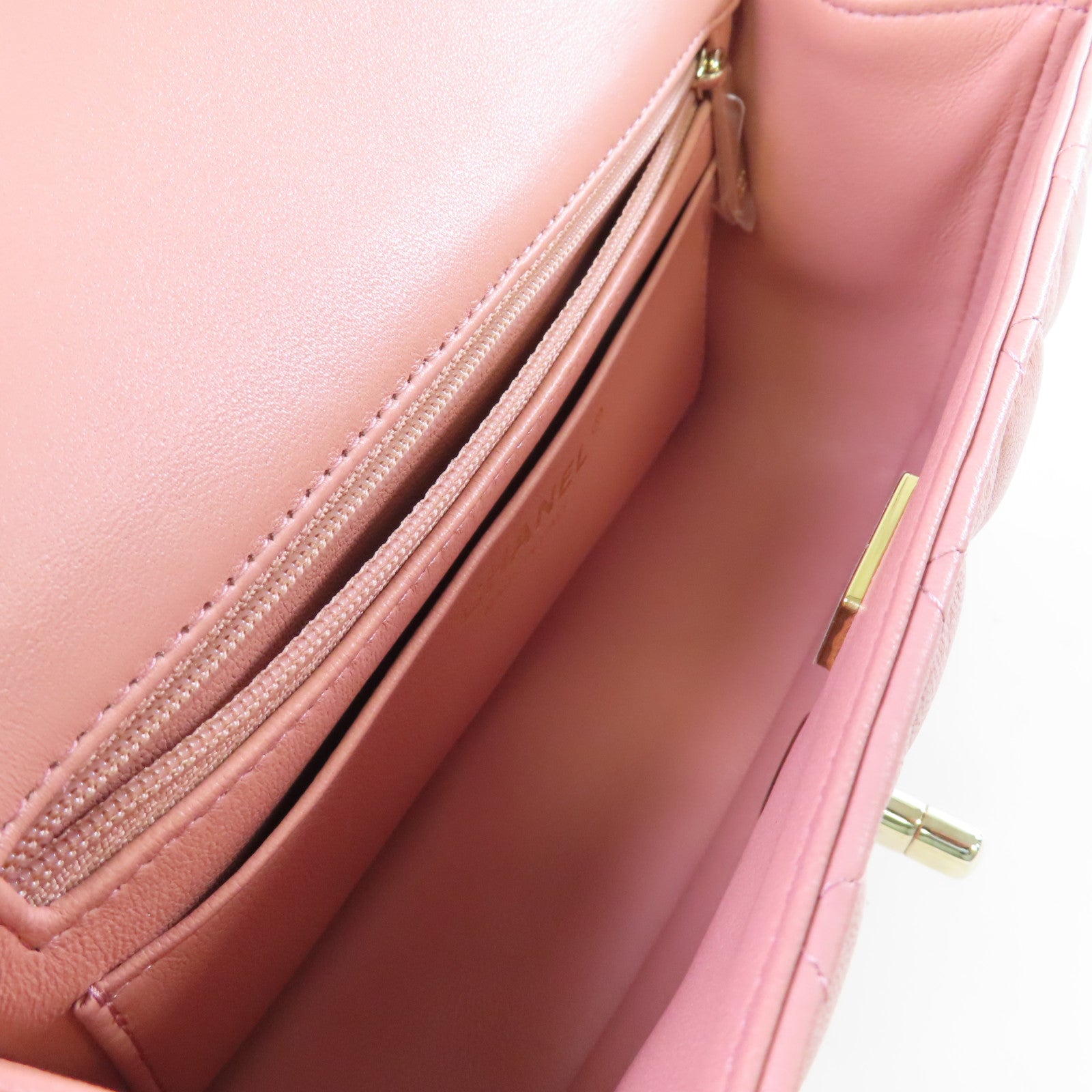 CHANEL 【激減優惠】菱格牛皮皮革Mini Flap Bag With Handle 2Way Shoulder Bag金扣鏈帶手挽肩背兩用袋粉紅色