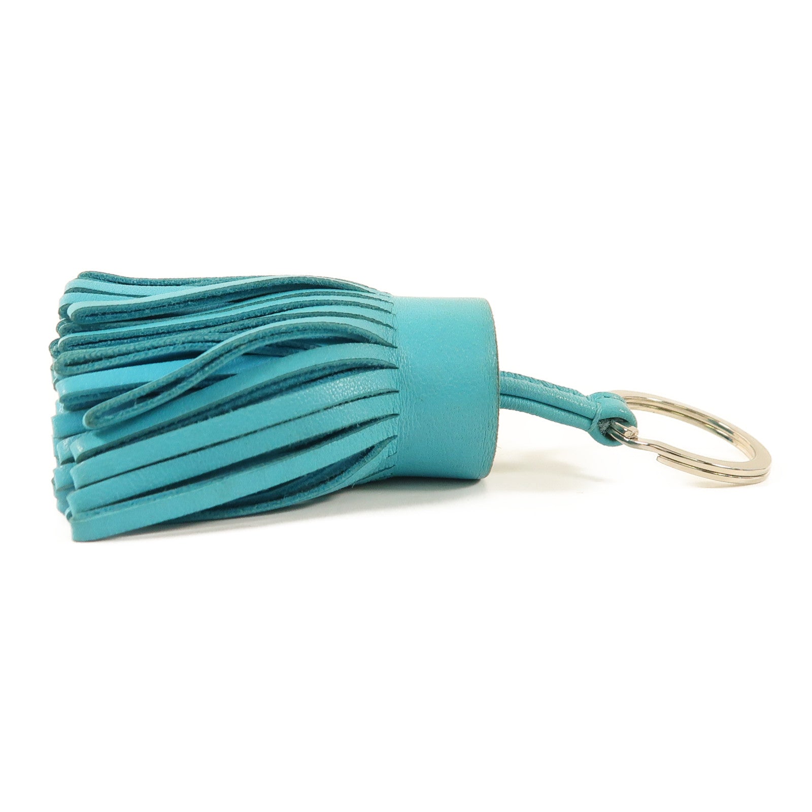 HERMES Swift皮革Carmen Key Ring銀扣鑰匙圈Blue