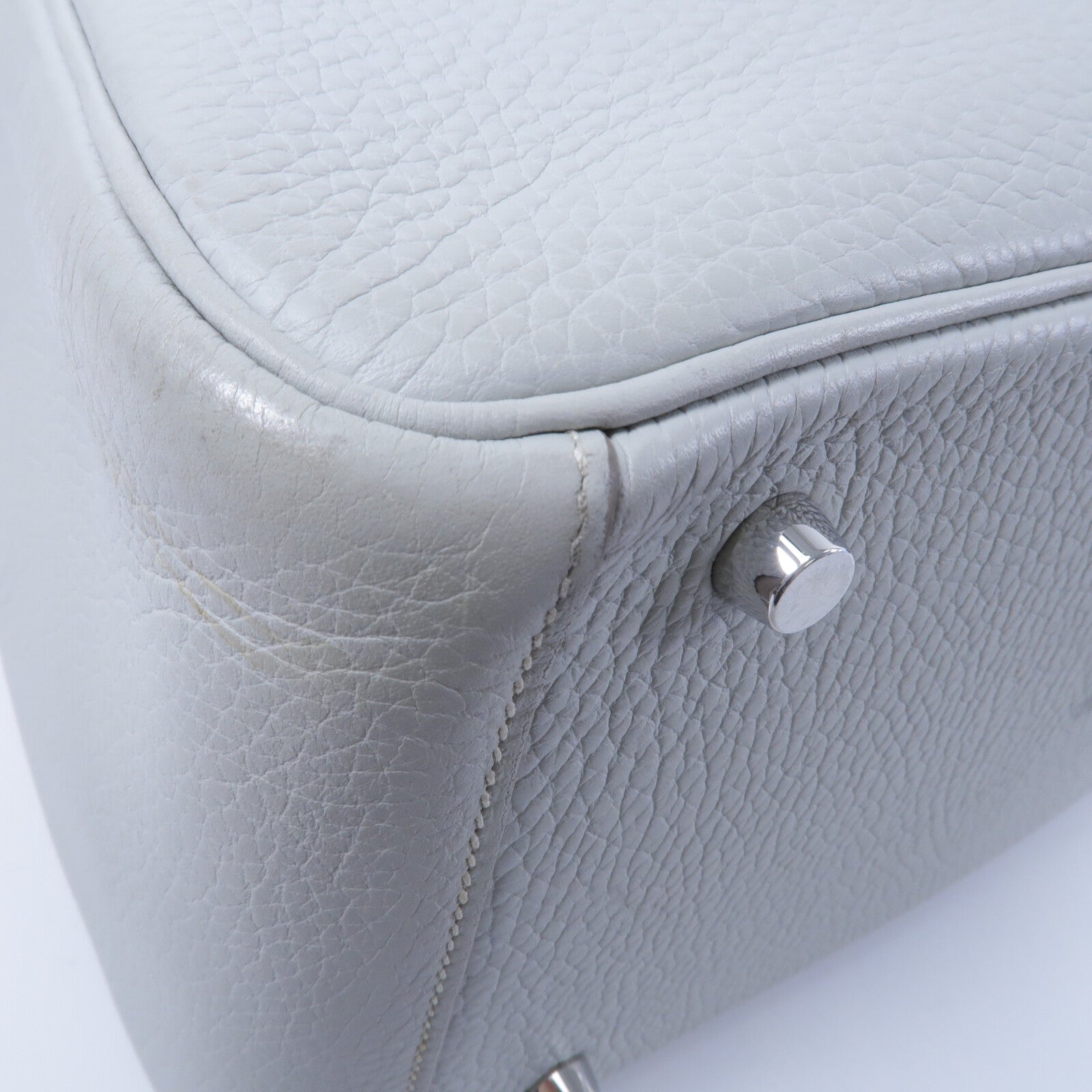 HERMES Clemence皮革Lindy 30手挽肩背兩用袋Craie/Crevette