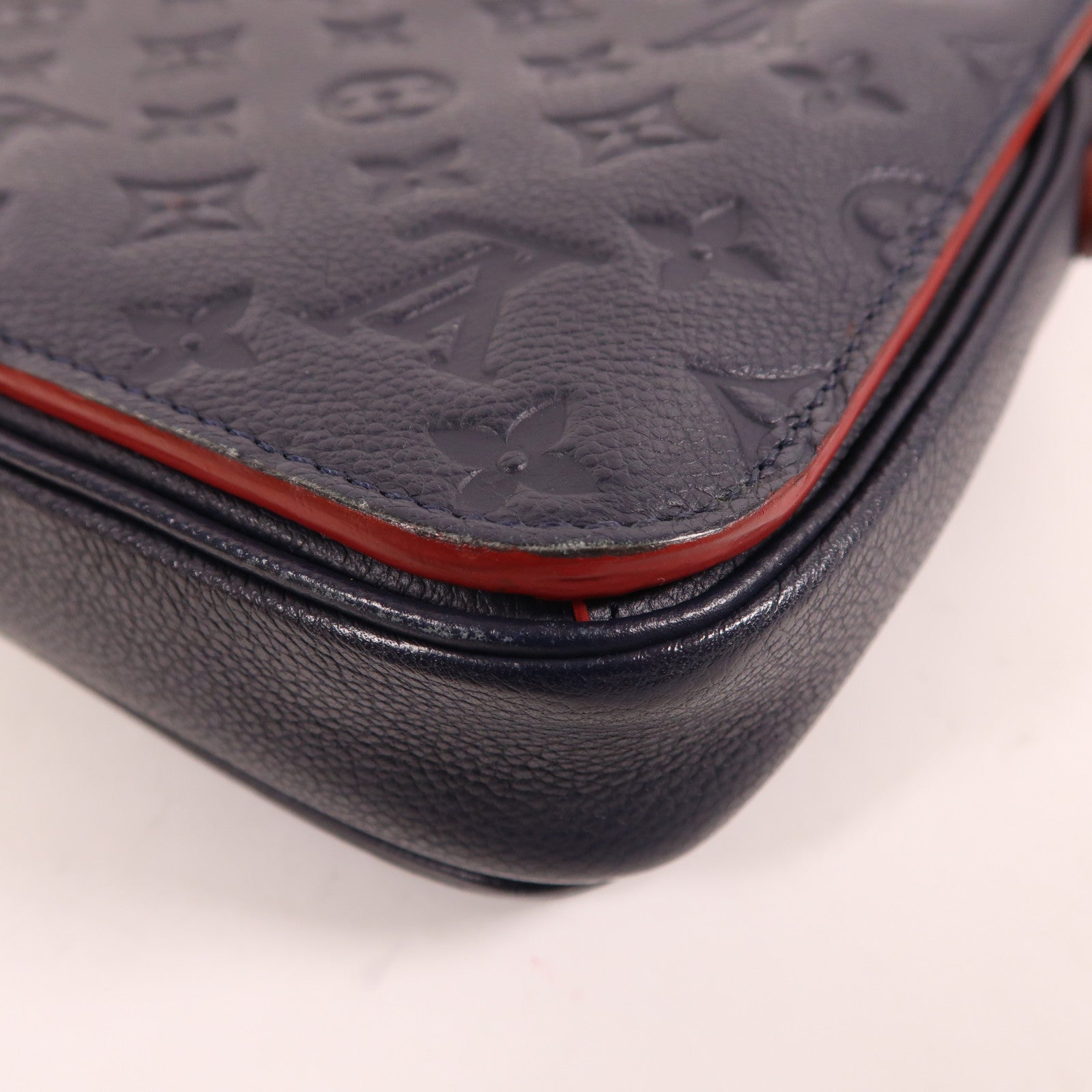 LOUIS VUITTON Monogram Empreinte Pochette Metis金扣手挽肩背兩用袋深藍色