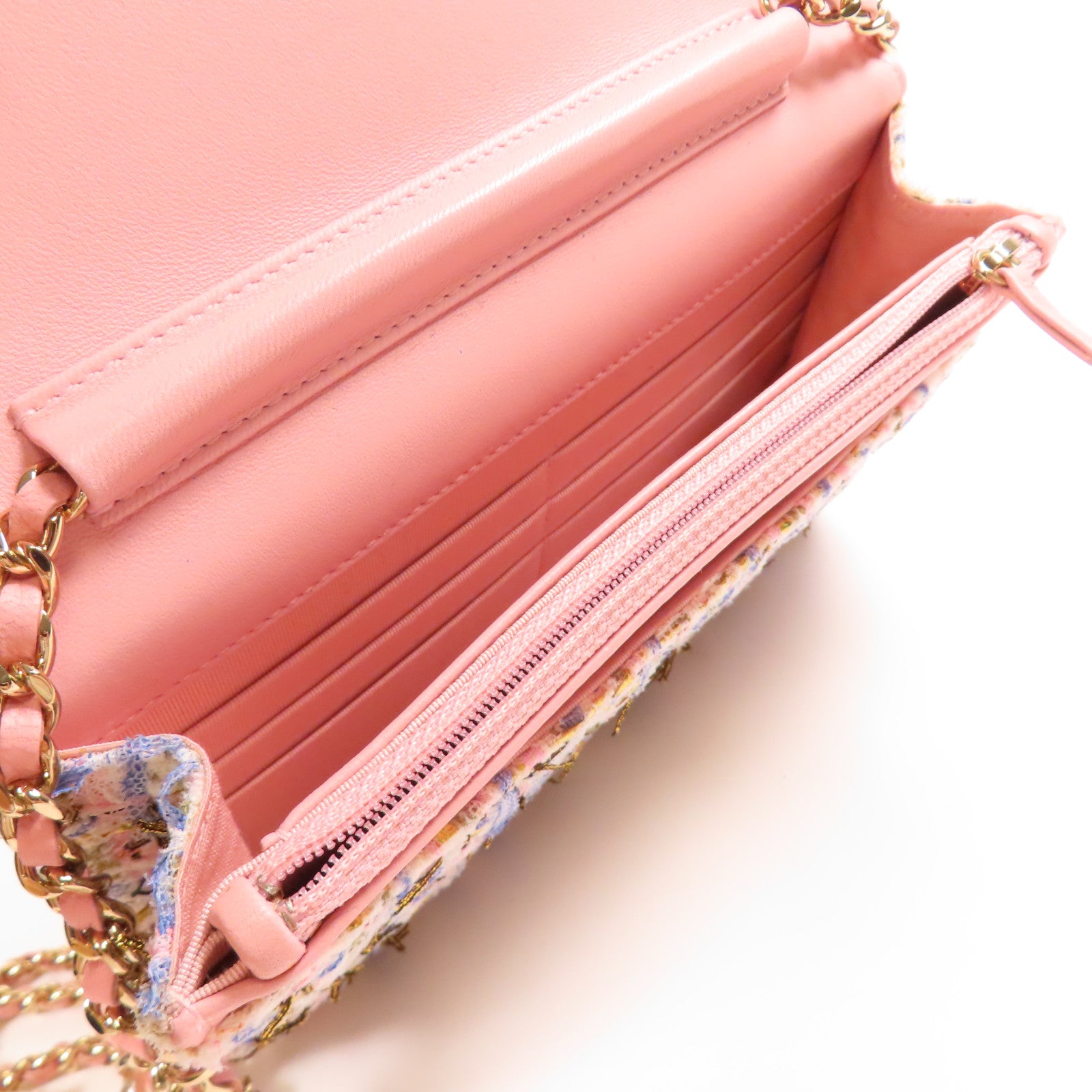 CHANEL 斜紋軟呢Wallet On Chain銀扣鏈帶肩背袋