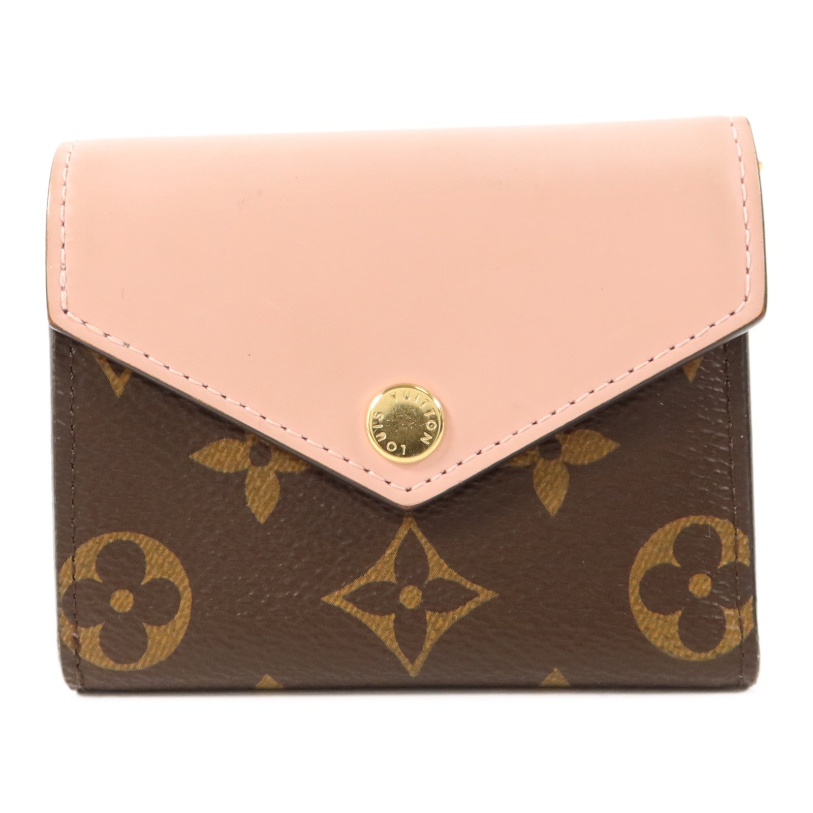 LOUIS VUITTON Monogram/牛皮皮革Zoe Wallet金扣錢包