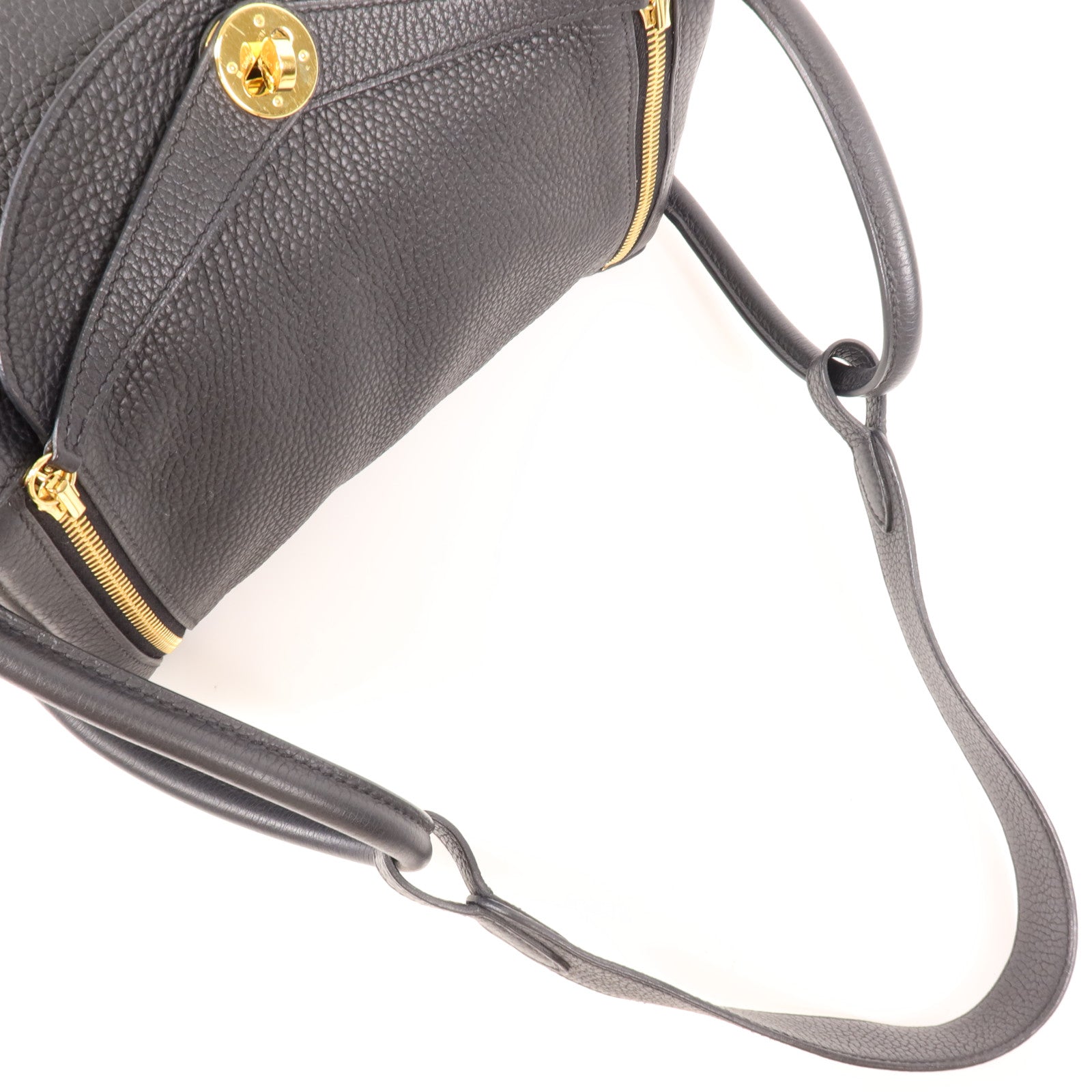 HERMES Clemence皮革Lindy 30金扣手挽肩背兩用袋Noir