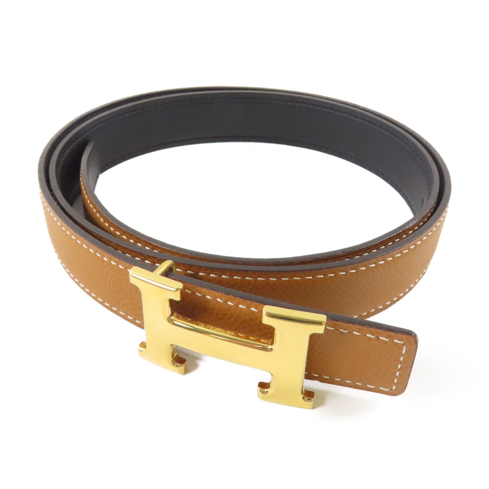 HERMES Epsom皮革H Belt金扣皮帶Gold