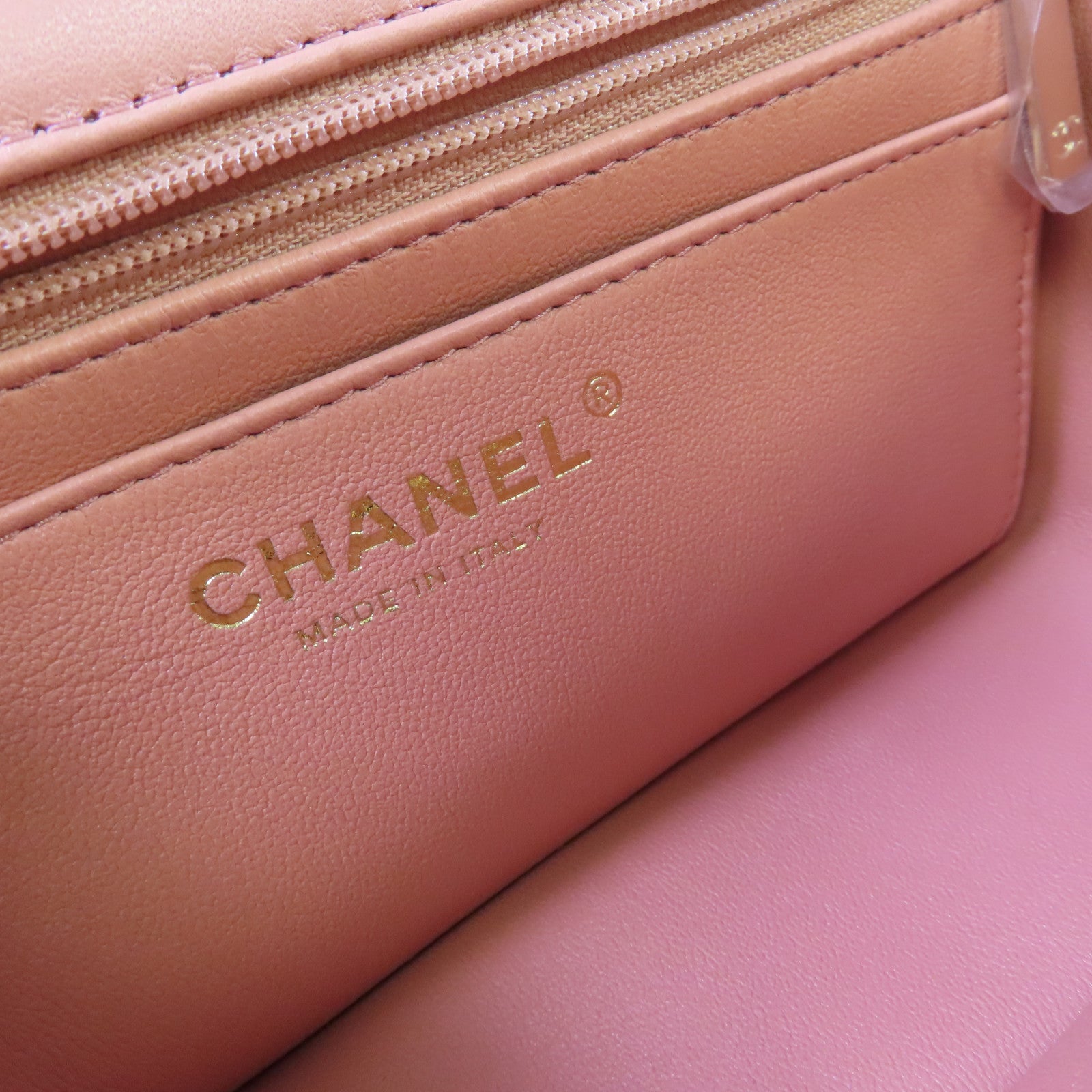 CHANEL 【激減優惠】菱格牛皮皮革Mini Flap Bag With Handle 2Way Shoulder Bag金扣鏈帶手挽肩背兩用袋粉紅色