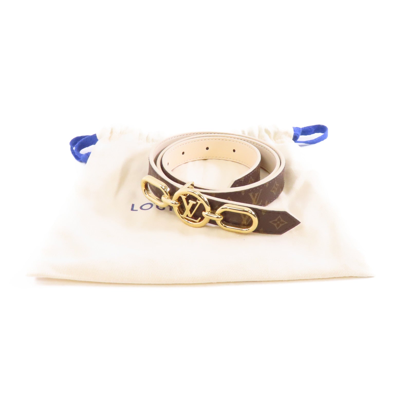 LOUIS VUITTON Monogram Circle Prime Belt 75cm金扣皮帶棕色