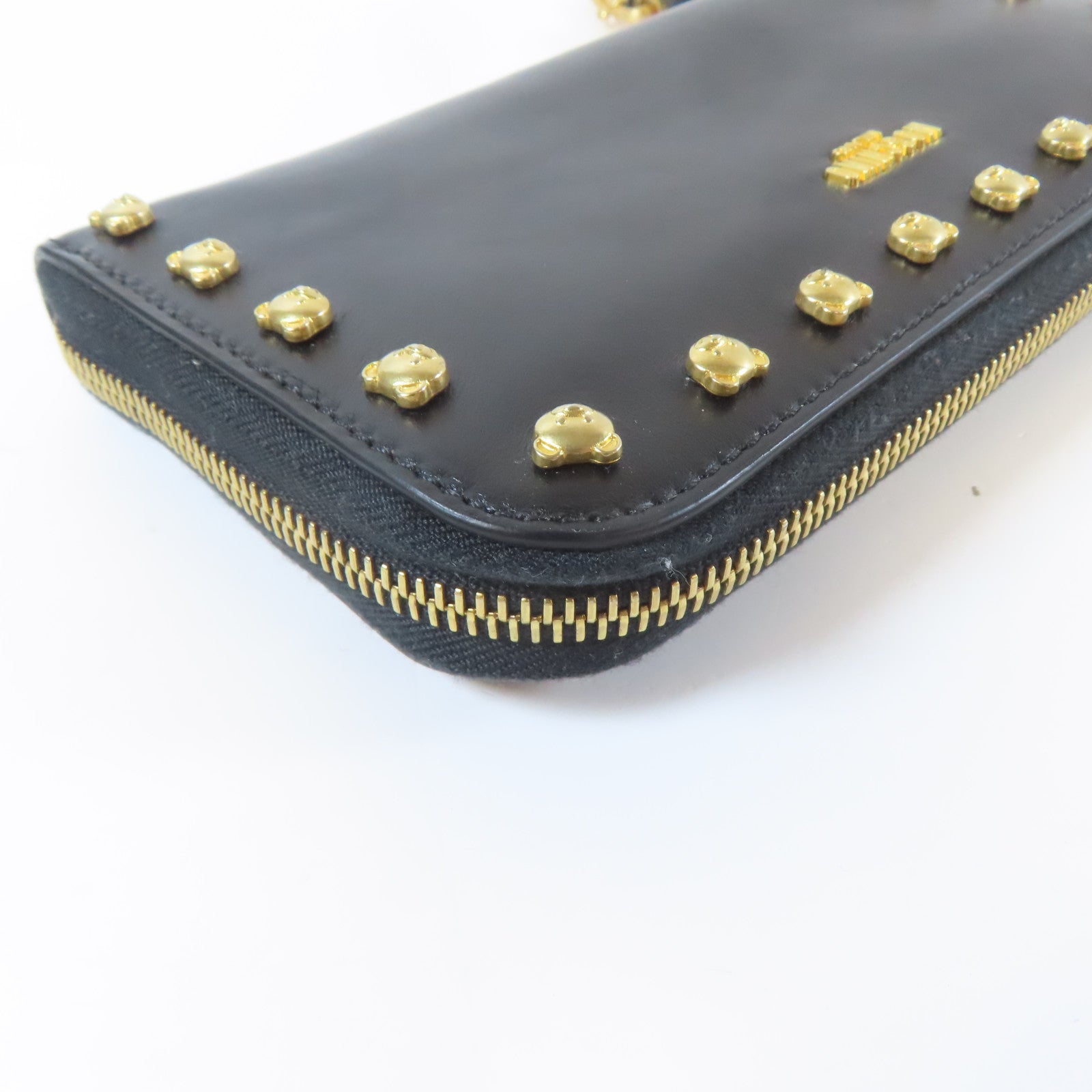 MOSCHINO 牛皮皮革Long wallet金扣長錢包黑色