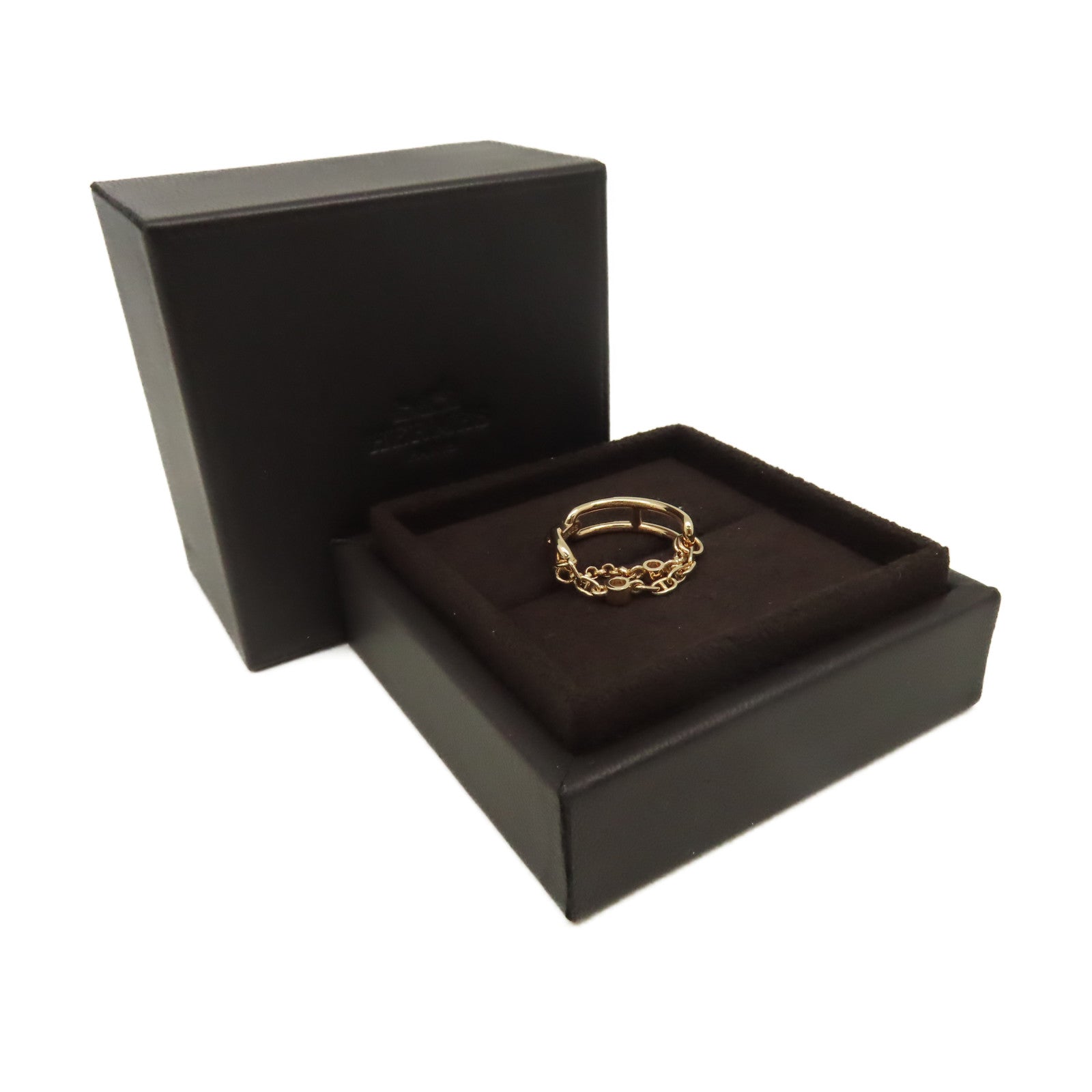 HERMES 【激減優惠】18K玫瑰金Bague Chaine Diamond Ancre Ring 0.1ct鑽石戒指#53