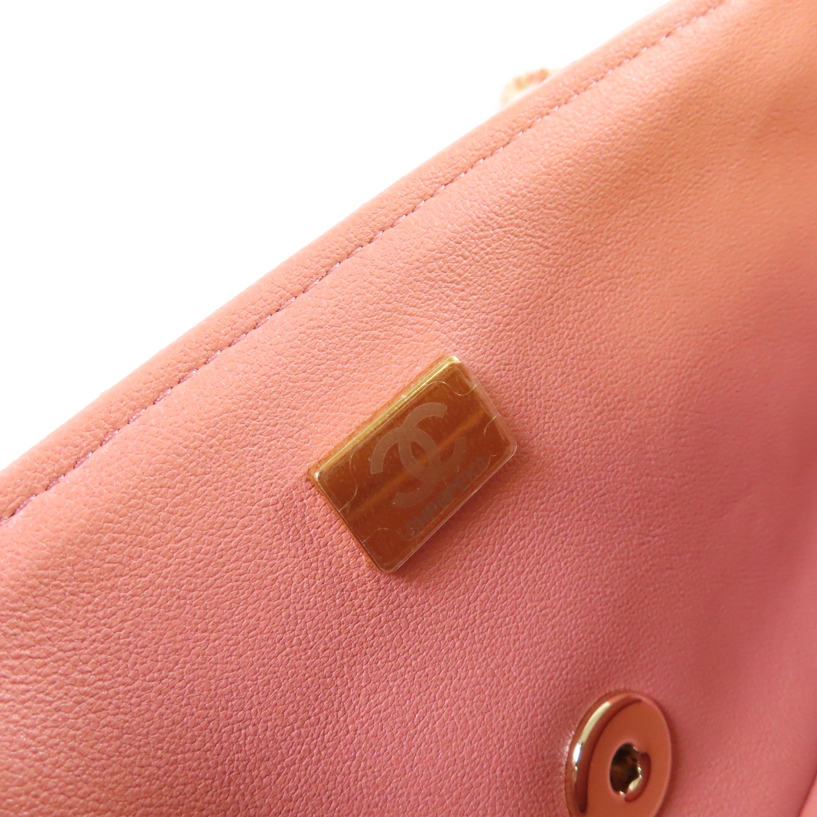 CHANEL 【激減優惠】菱格牛皮皮革Mini Flap Bag With Handle 2Way Shoulder Bag金扣鏈帶手挽肩背兩用袋粉紅色