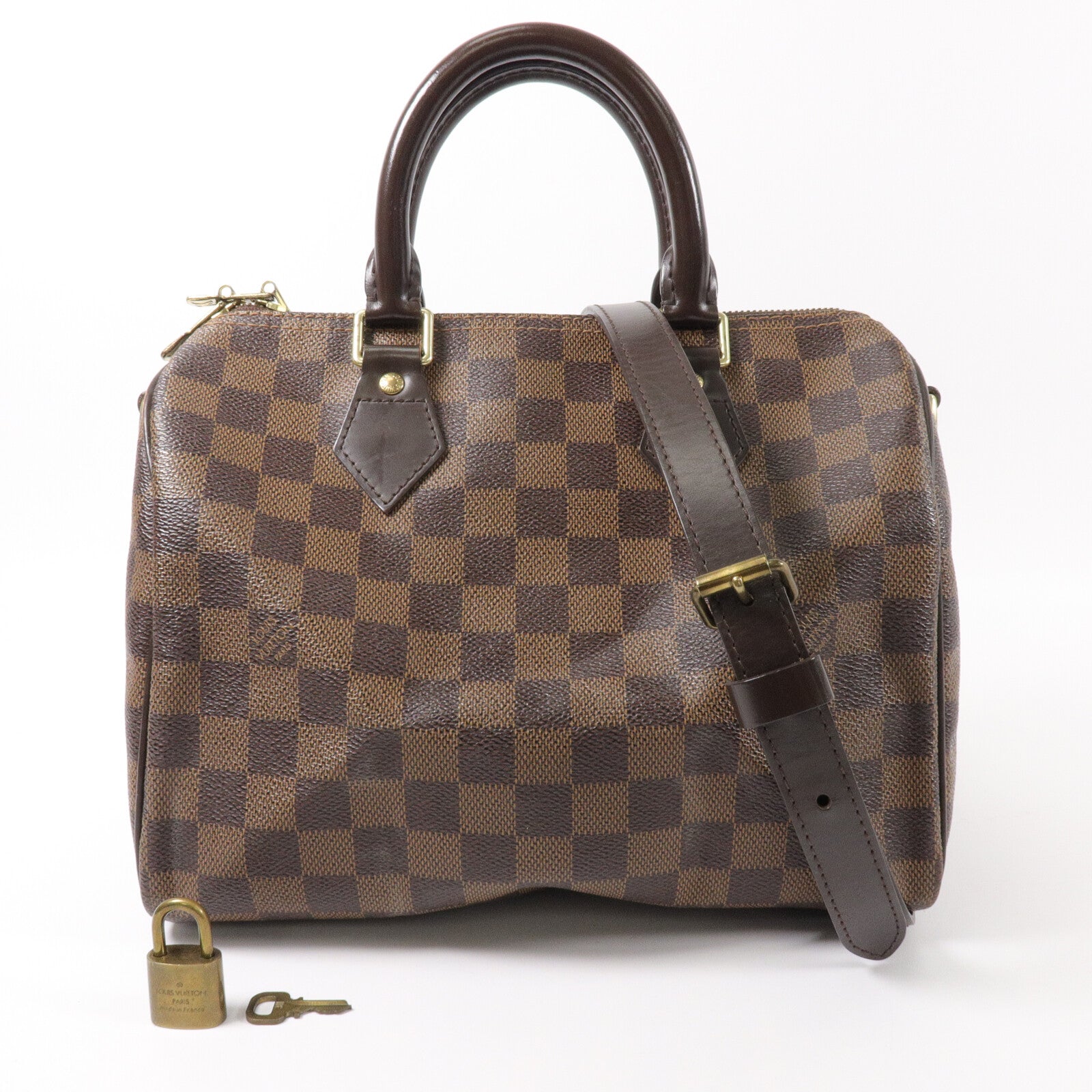 LOUIS VUITTON Damier Speedy Bandouliere 25手挽肩背兩用袋