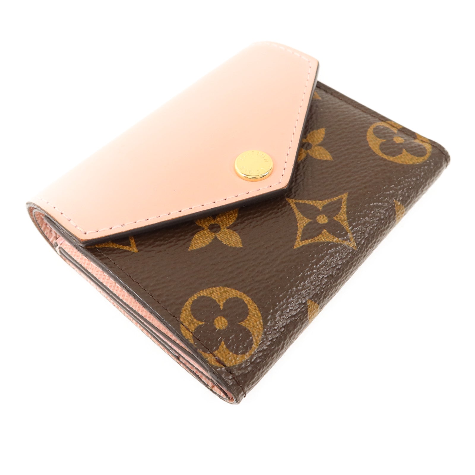 LOUIS VUITTON Monogram/牛皮皮革Zoe Wallet金扣錢包