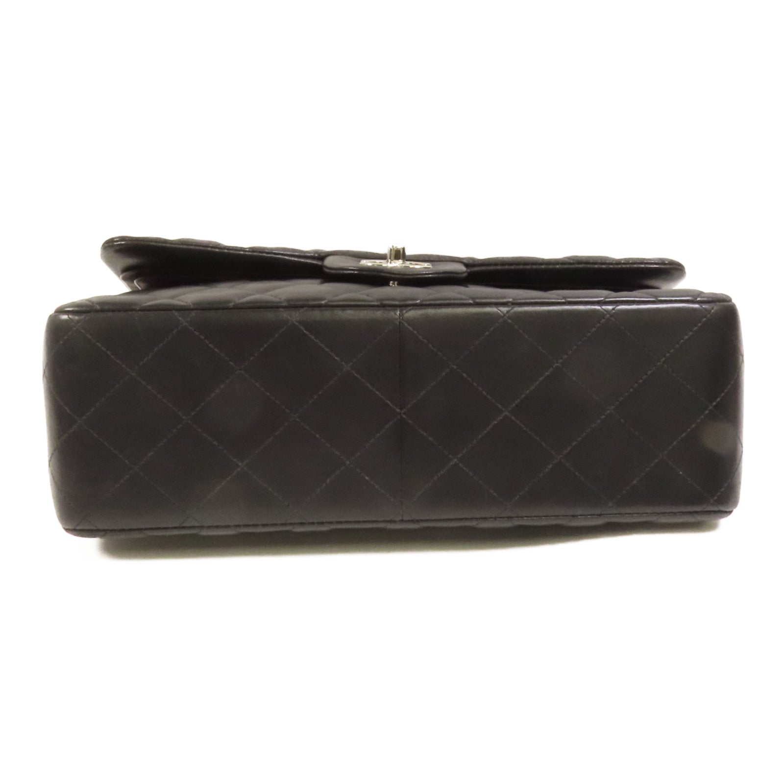 CHANEL 羊皮皮革Large Classic銀扣鏈帶肩背袋