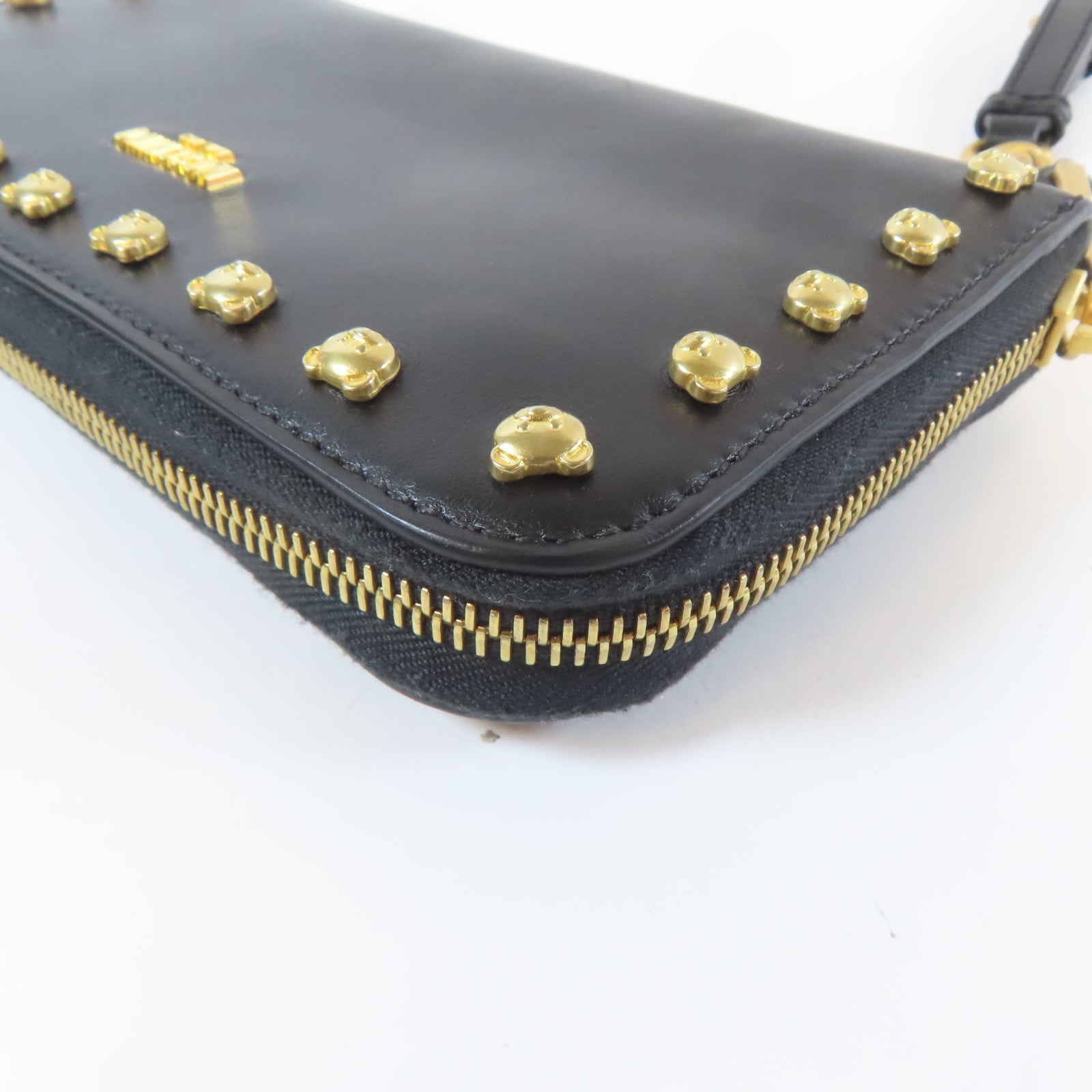 MOSCHINO 牛皮皮革Long wallet金扣長錢包黑色