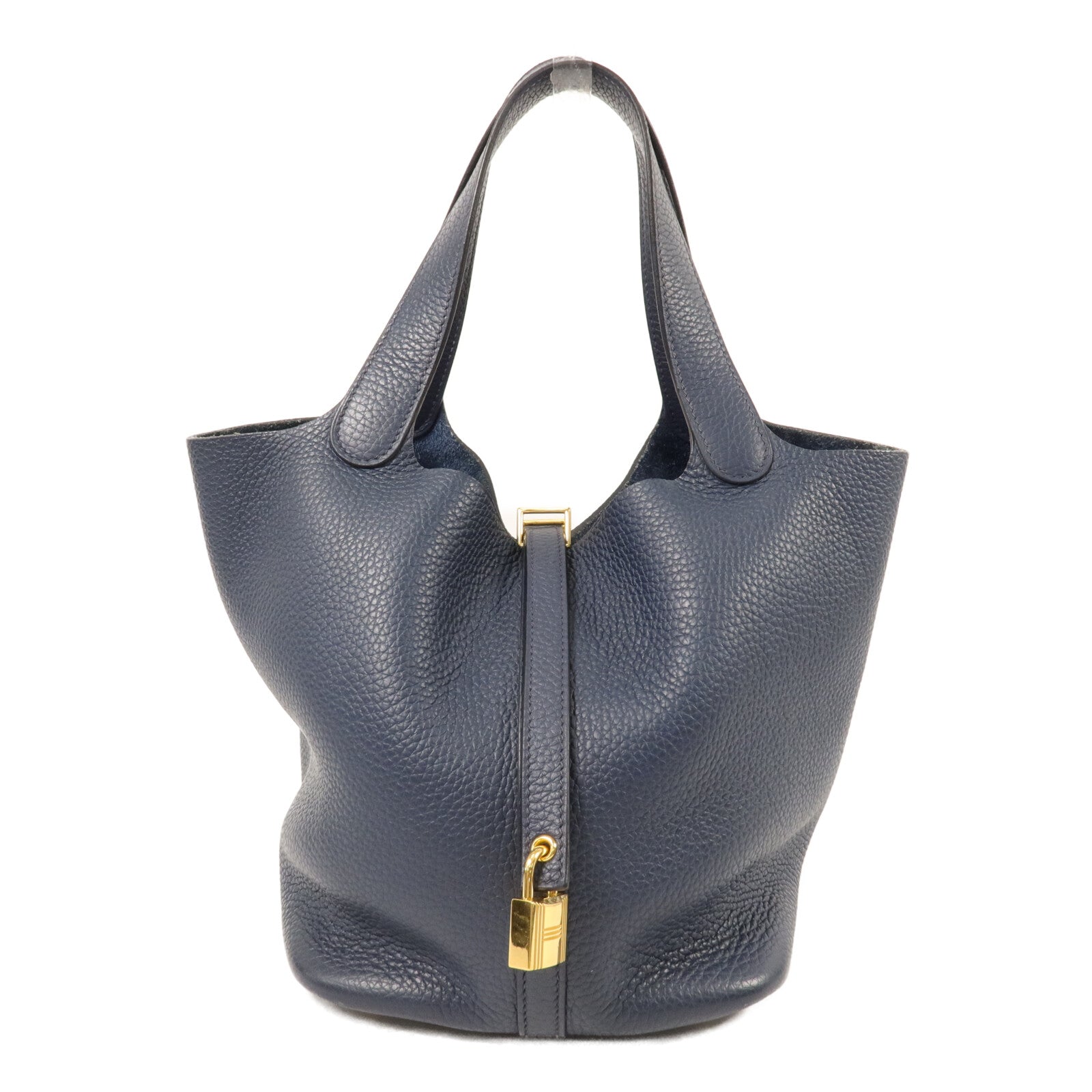 HERMES Clemence皮革Picotin MM手挽袋Bleu De Prusse