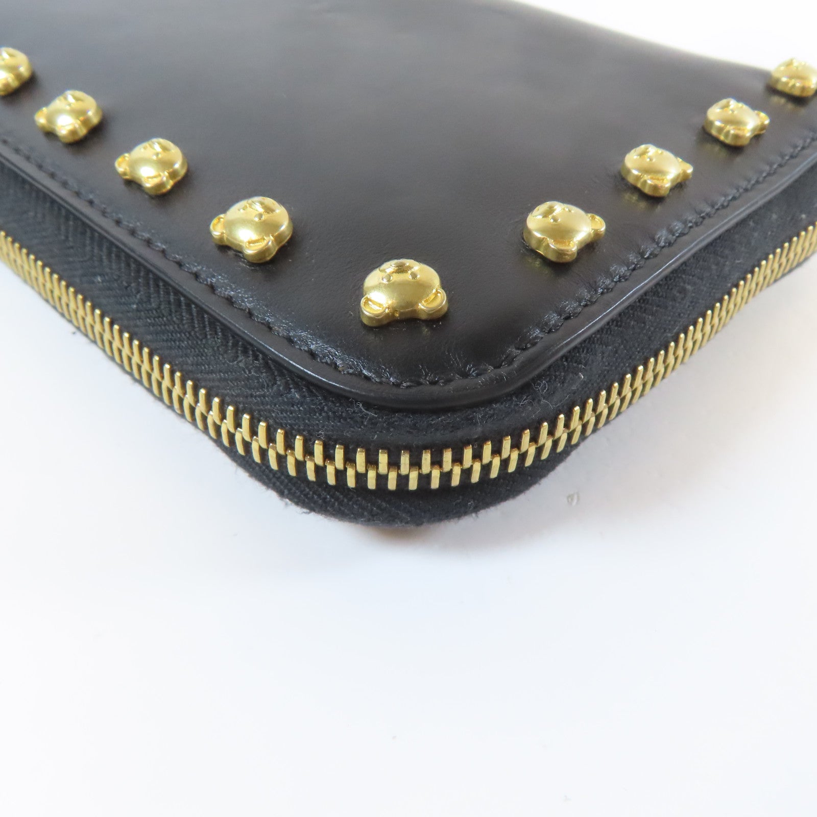 MOSCHINO 牛皮皮革Long wallet金扣長錢包黑色