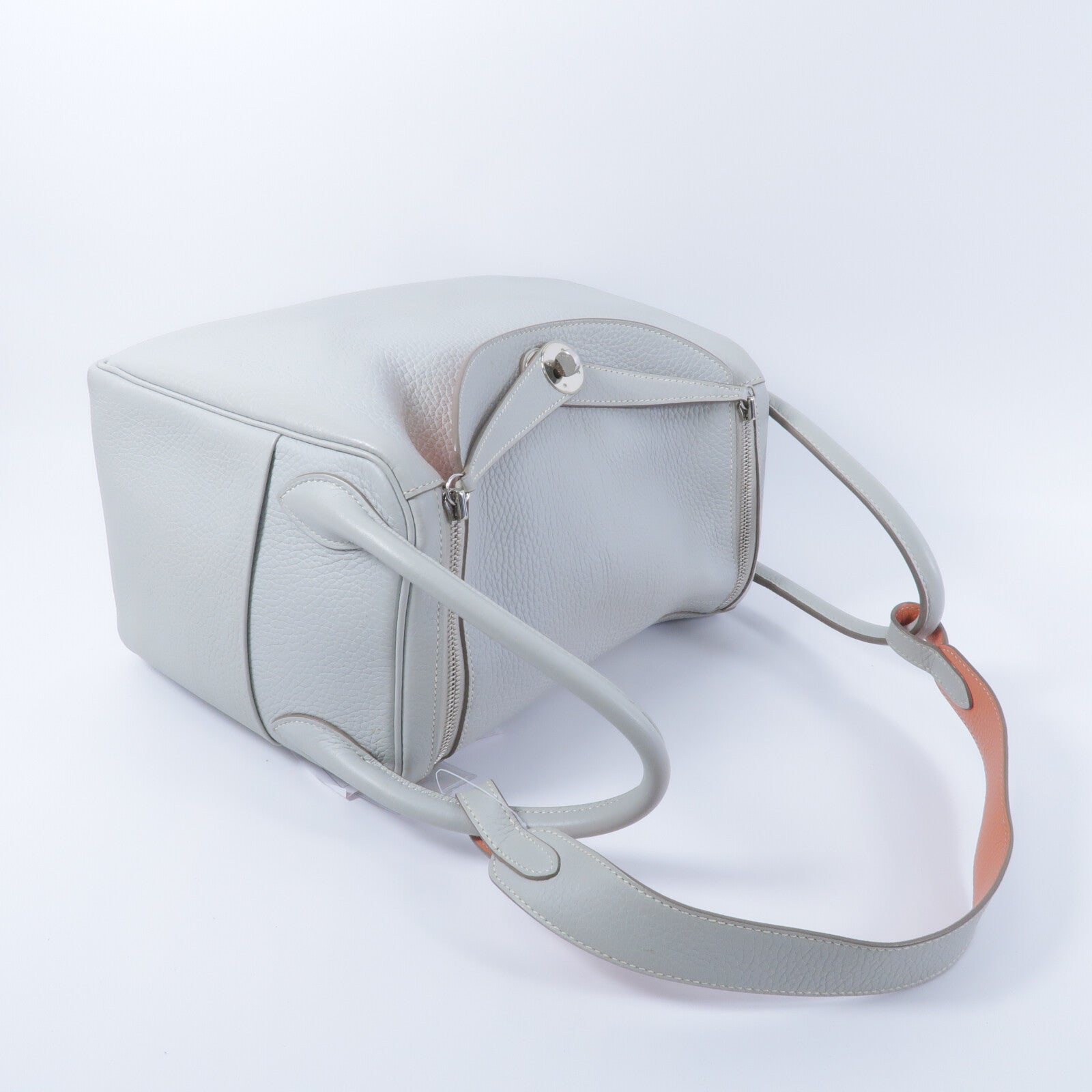 HERMES Clemence皮革Lindy 30手挽肩背兩用袋Craie/Crevette