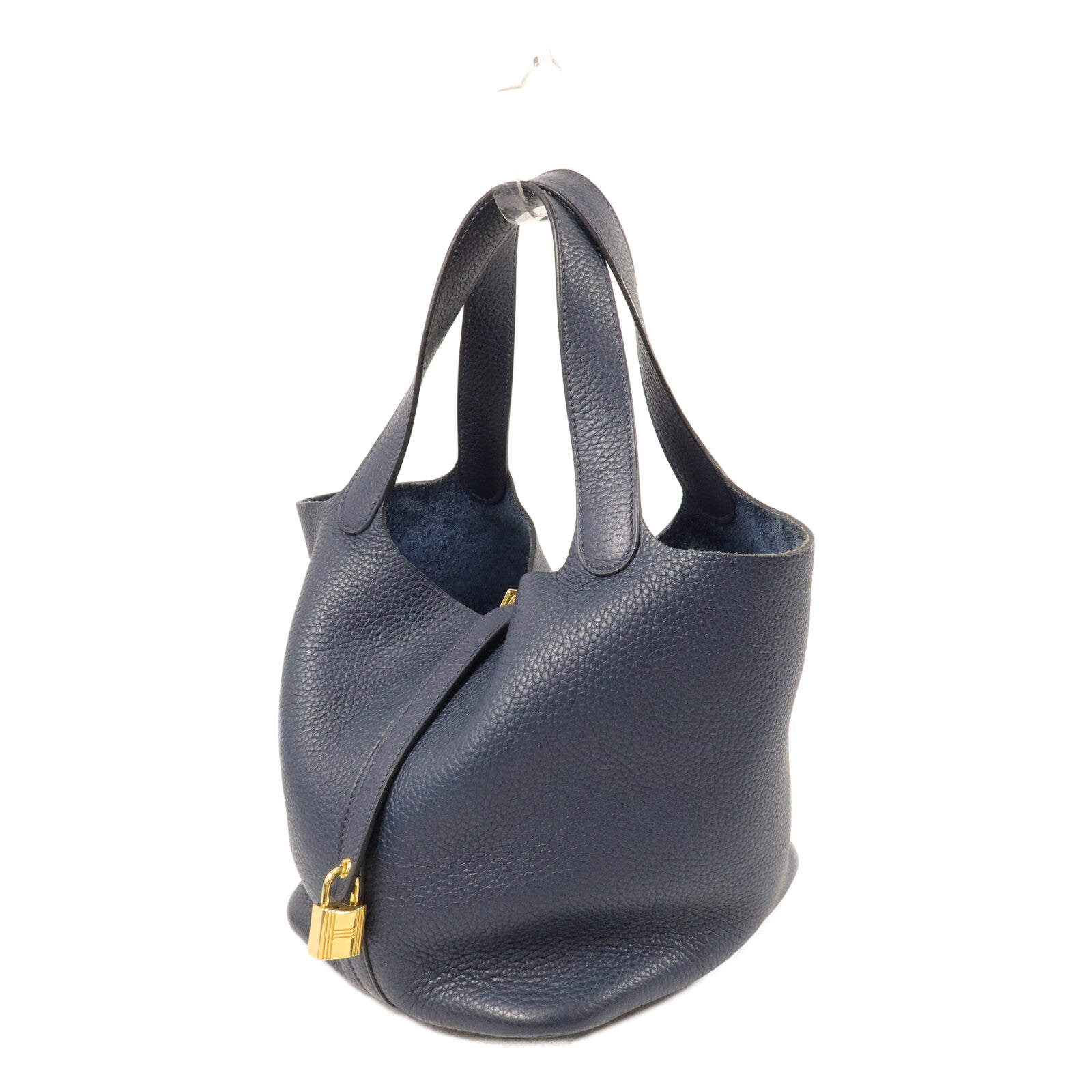 HERMES Clemence皮革Picotin MM手挽袋Bleu De Prusse
