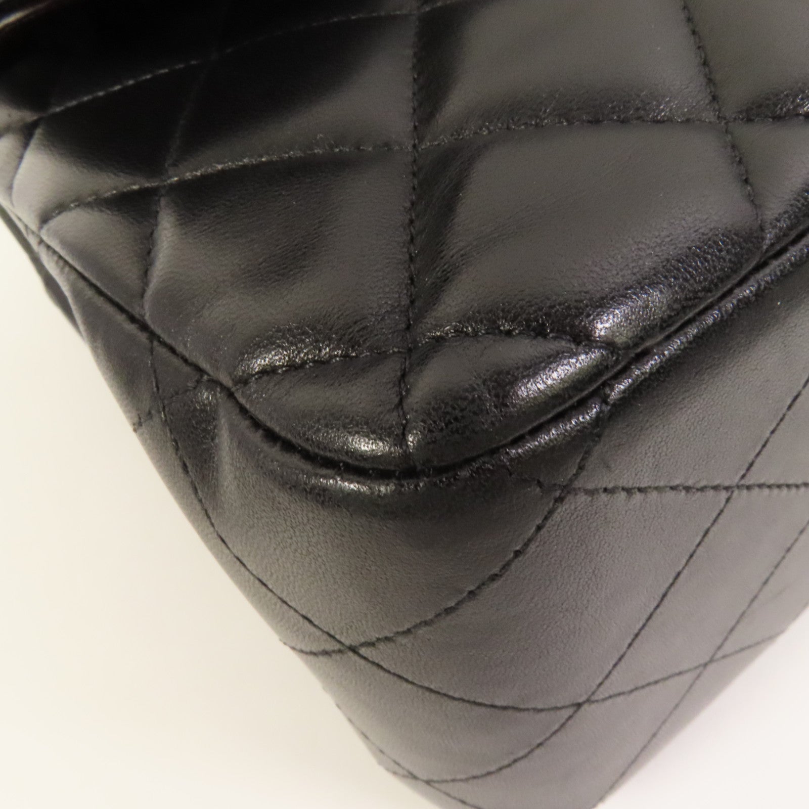 CHANEL 羊皮皮革Large Classic銀扣鏈帶肩背袋