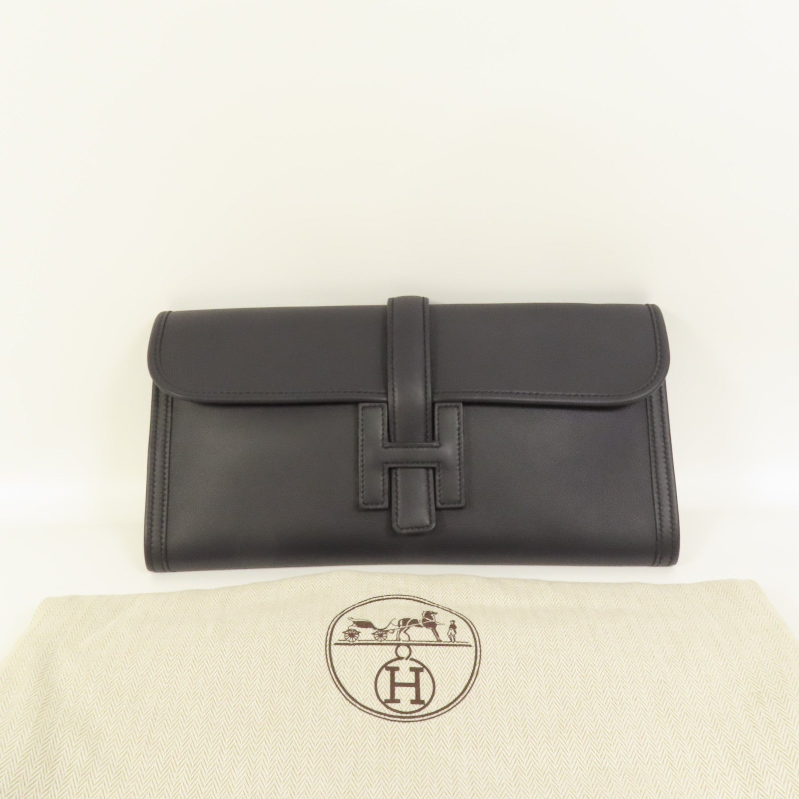 HERMES Swift皮革Jige手拿包Navy