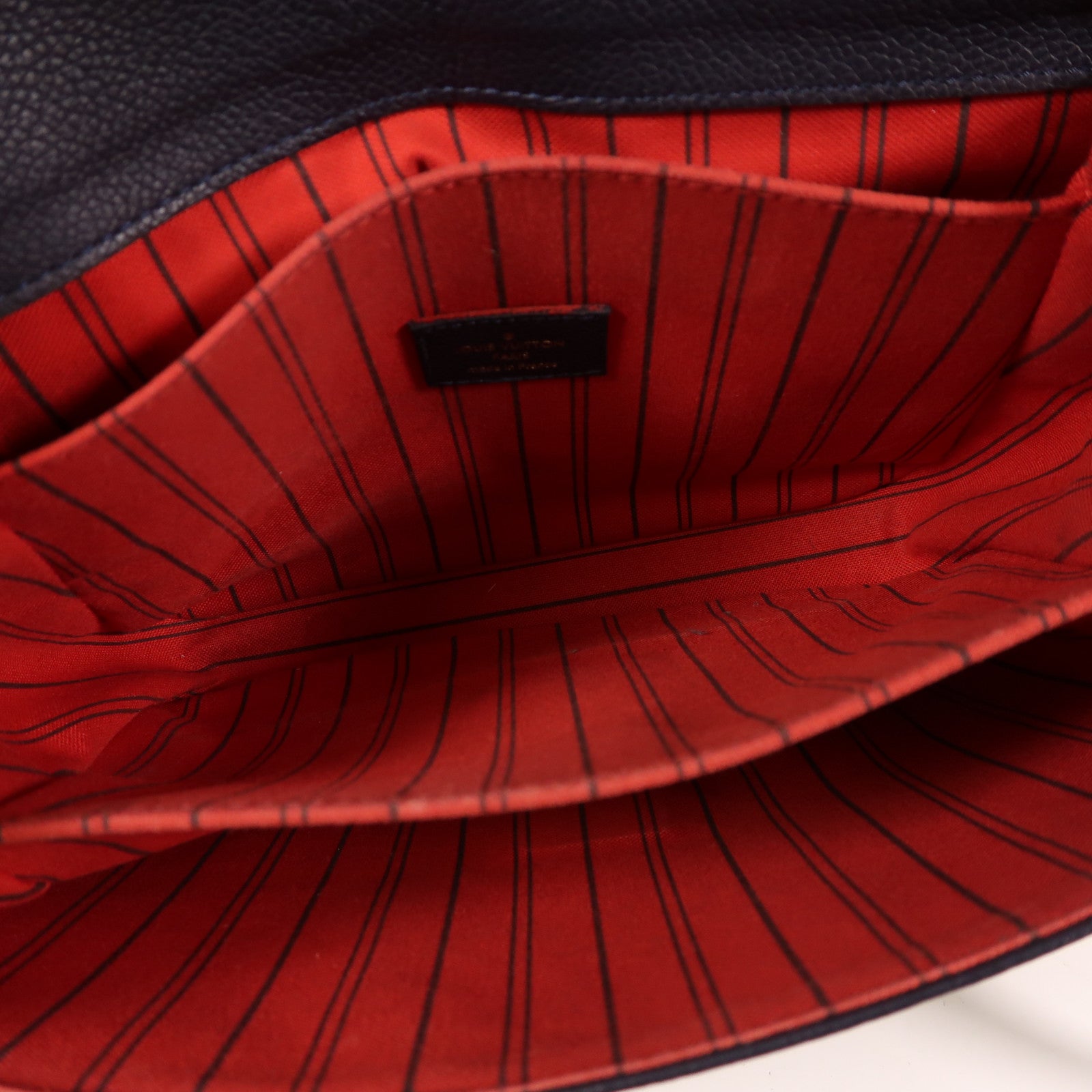 LOUIS VUITTON Monogram Empreinte Pochette Metis金扣手挽肩背兩用袋深藍色