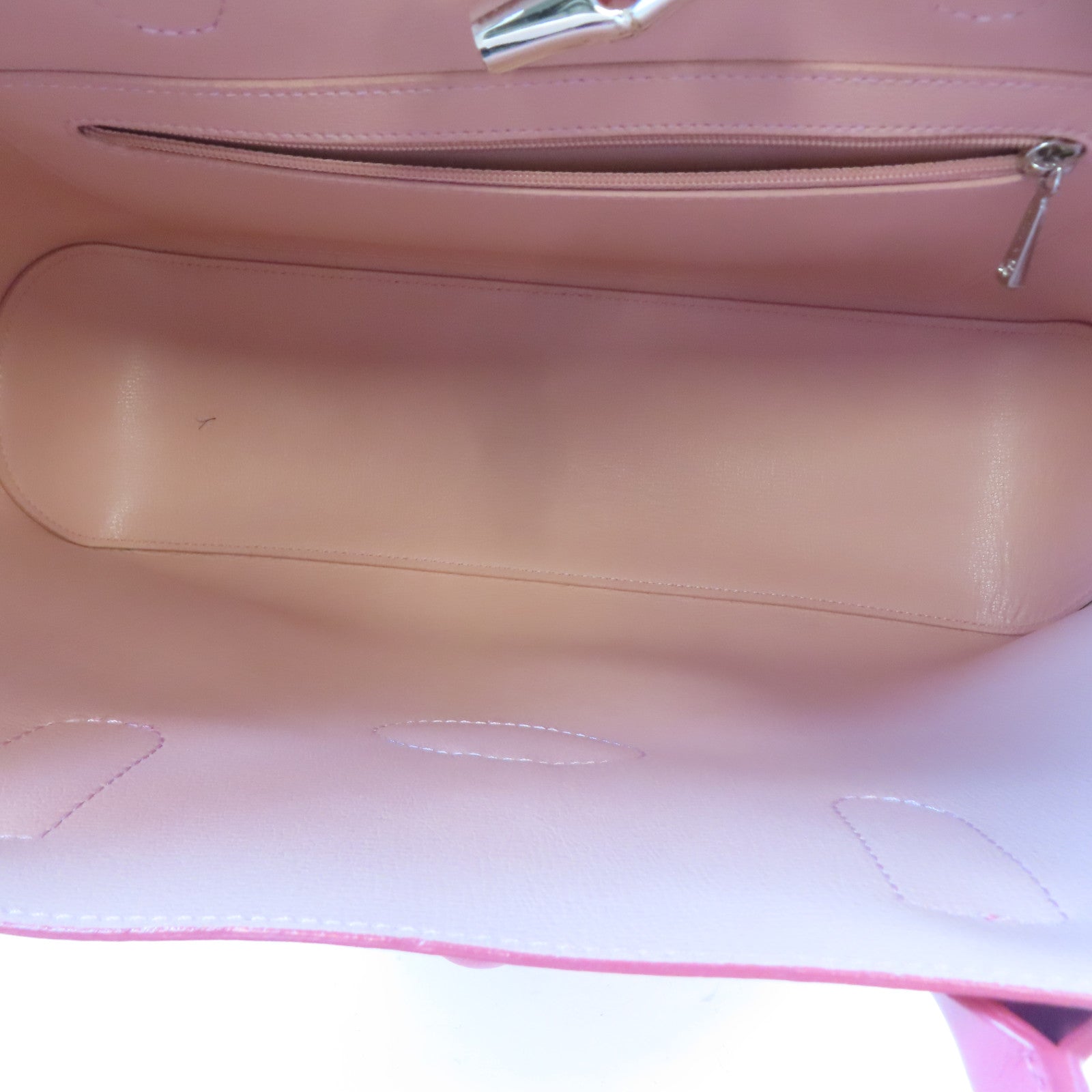 Longchamp 牛皮皮革Handbag銀扣手挽袋粉紅色