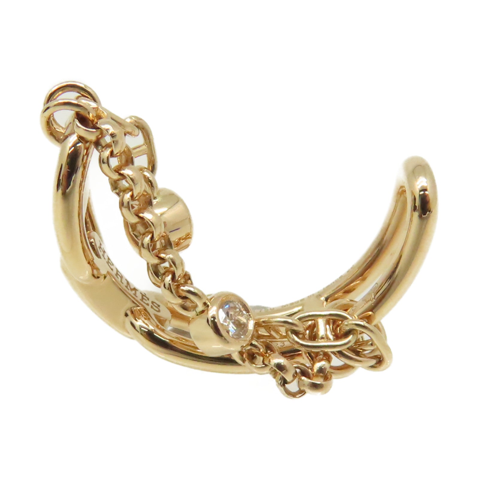 HERMES 【激減優惠】18K玫瑰金Bague Chaine Diamond Ancre Ring 0.1ct鑽石戒指#53