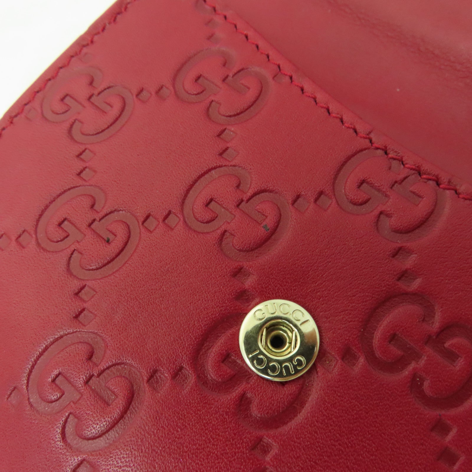 GUCCI 牛皮皮革Wallet金扣錢包紅色