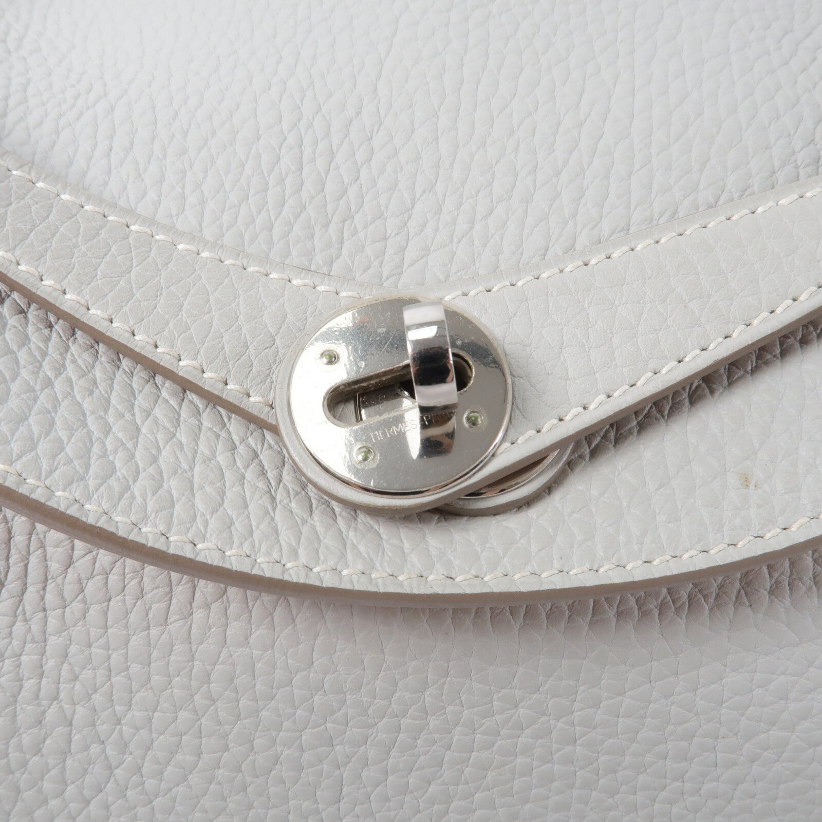 HERMES Clemence皮革Lindy 30手挽肩背兩用袋Craie/Crevette
