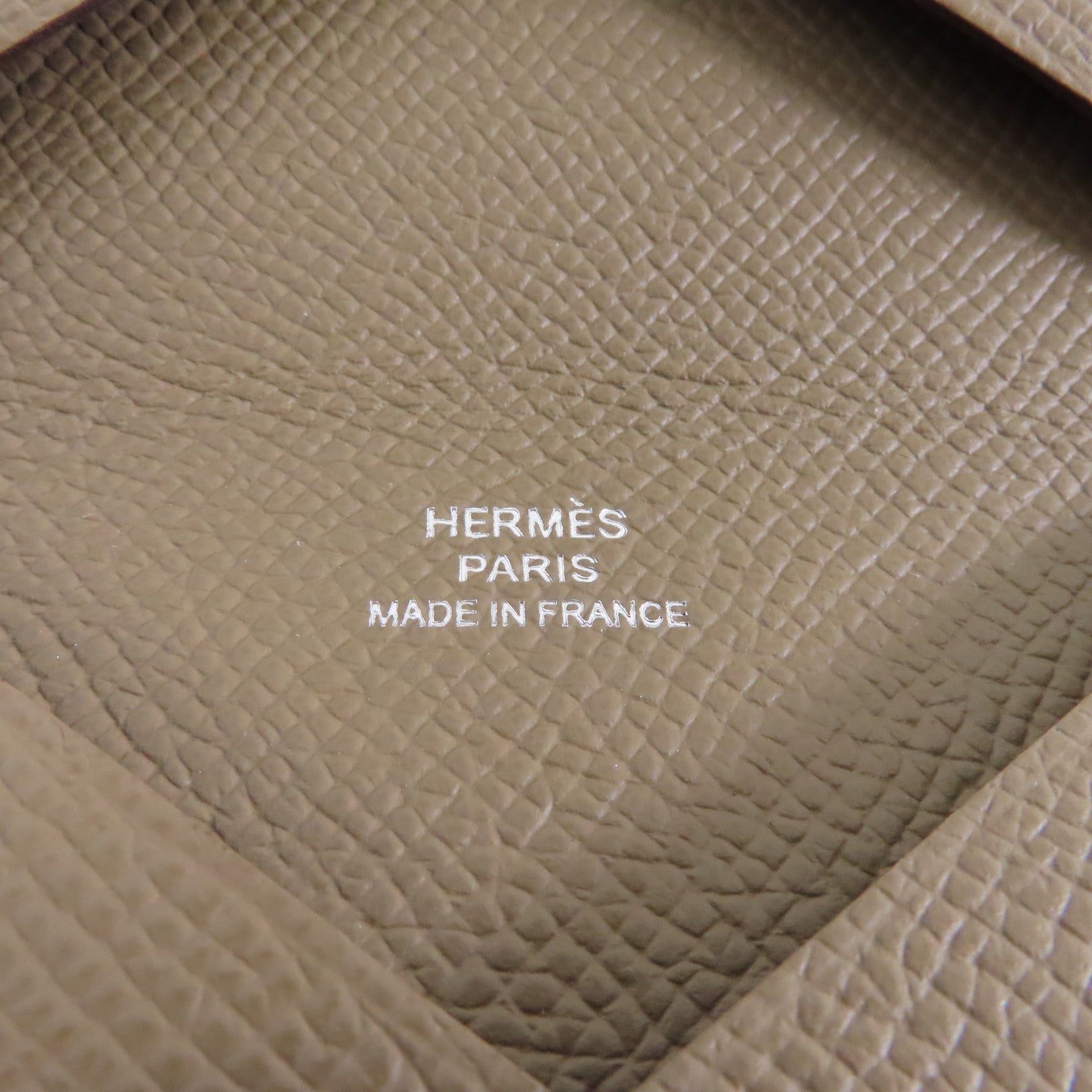 HERMES Epsom皮革Calvi Card Holder銀扣卡片套灰色