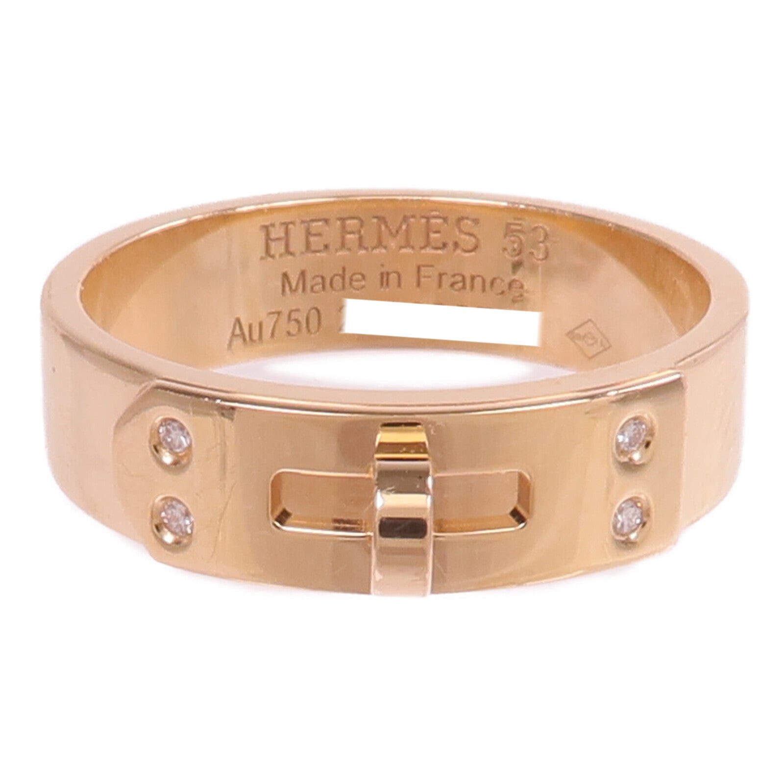 HERMES 【激減優惠】18K玫瑰金Kelly Ring鑽石戒指Hermes#53/US#6.5