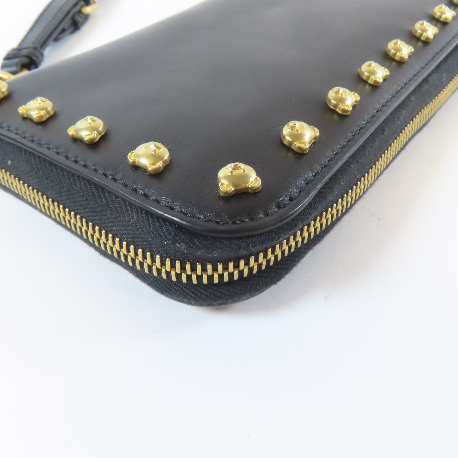 MOSCHINO 牛皮皮革Long wallet金扣長錢包黑色