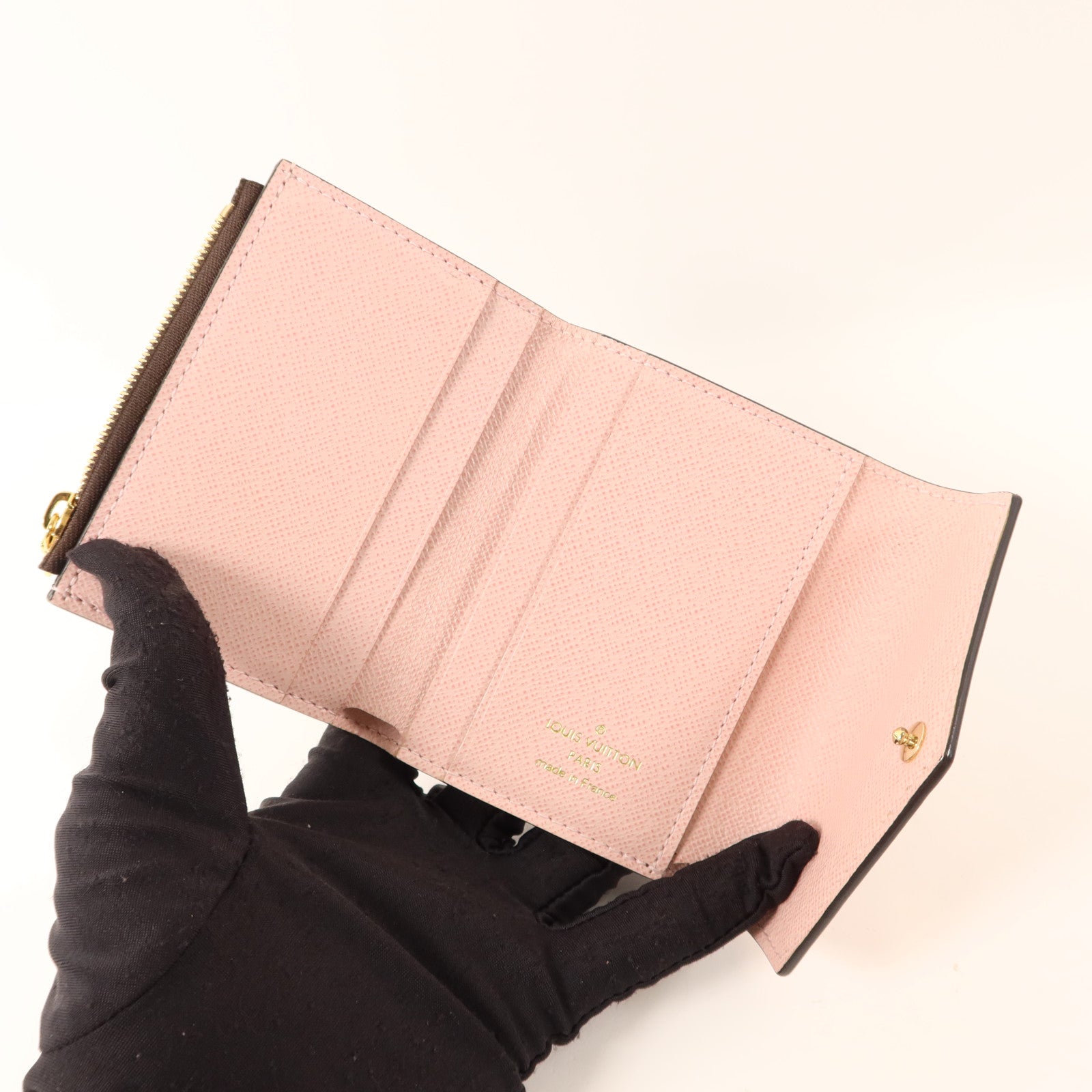 LOUIS VUITTON Monogram/牛皮皮革Zoe Wallet金扣錢包