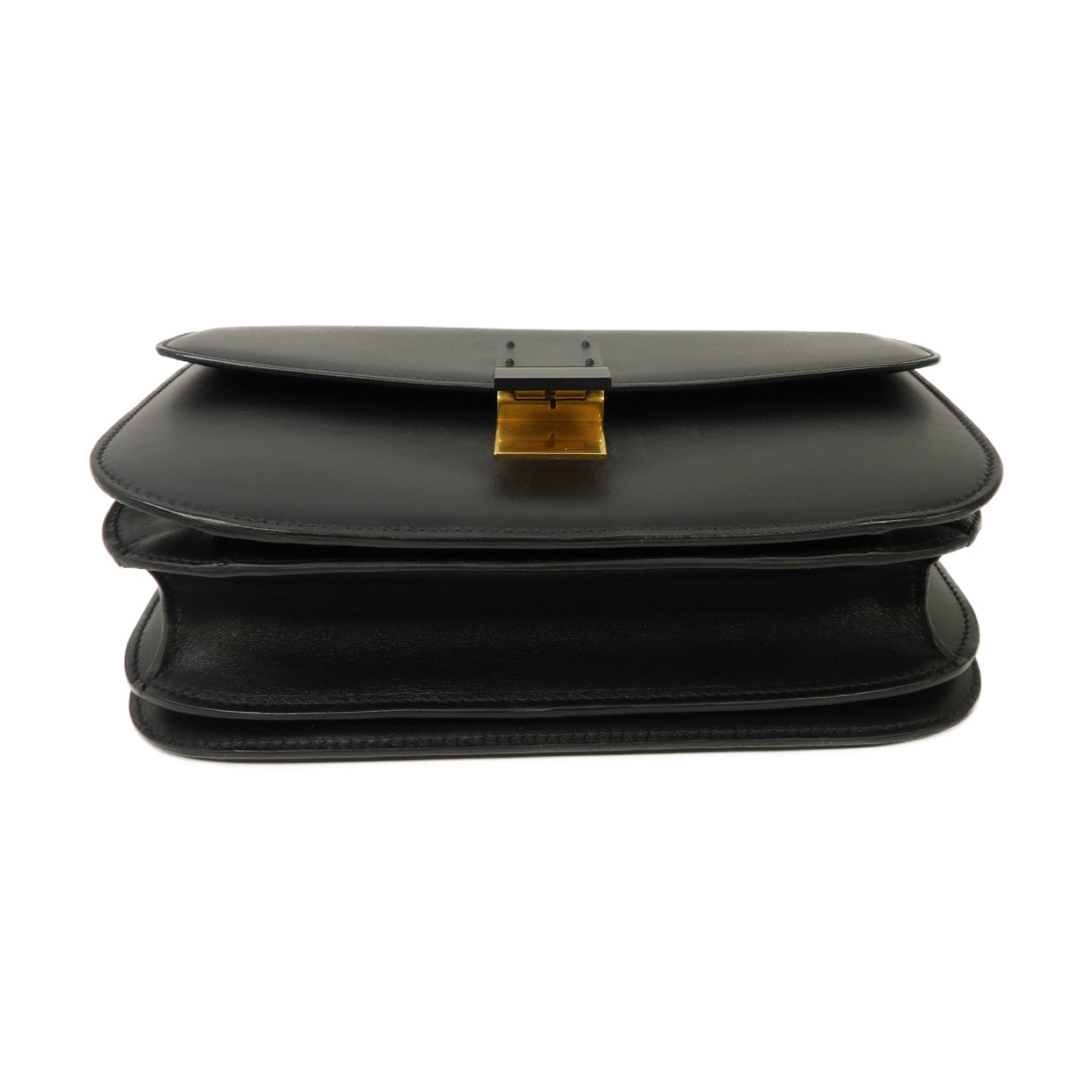 CELINE 牛皮皮革Classic Box Shoulder Bag金扣肩背袋黑色